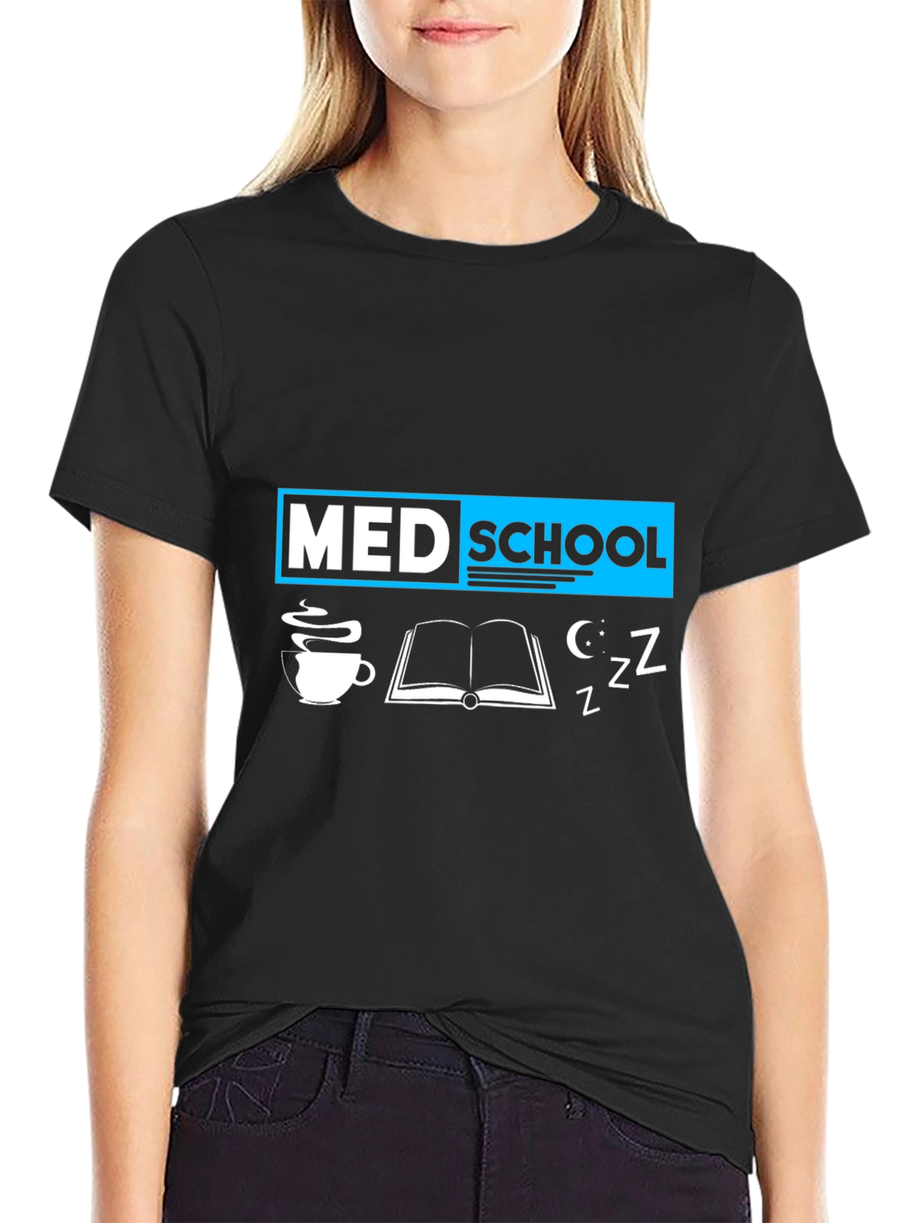 Med School T-Shirt: Coffee Books and Zzzs