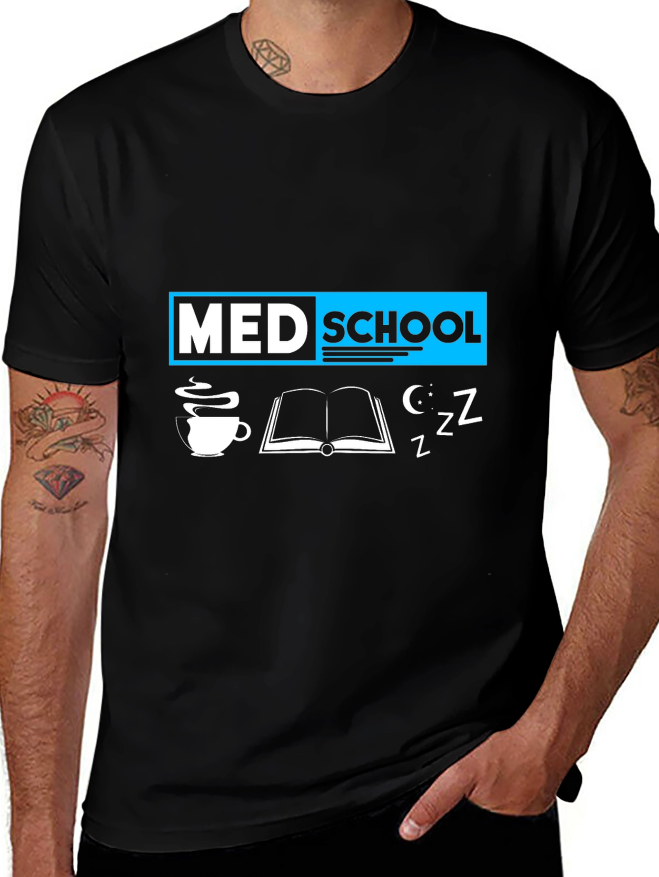 Med School T-Shirt: Coffee Books and Zzzs