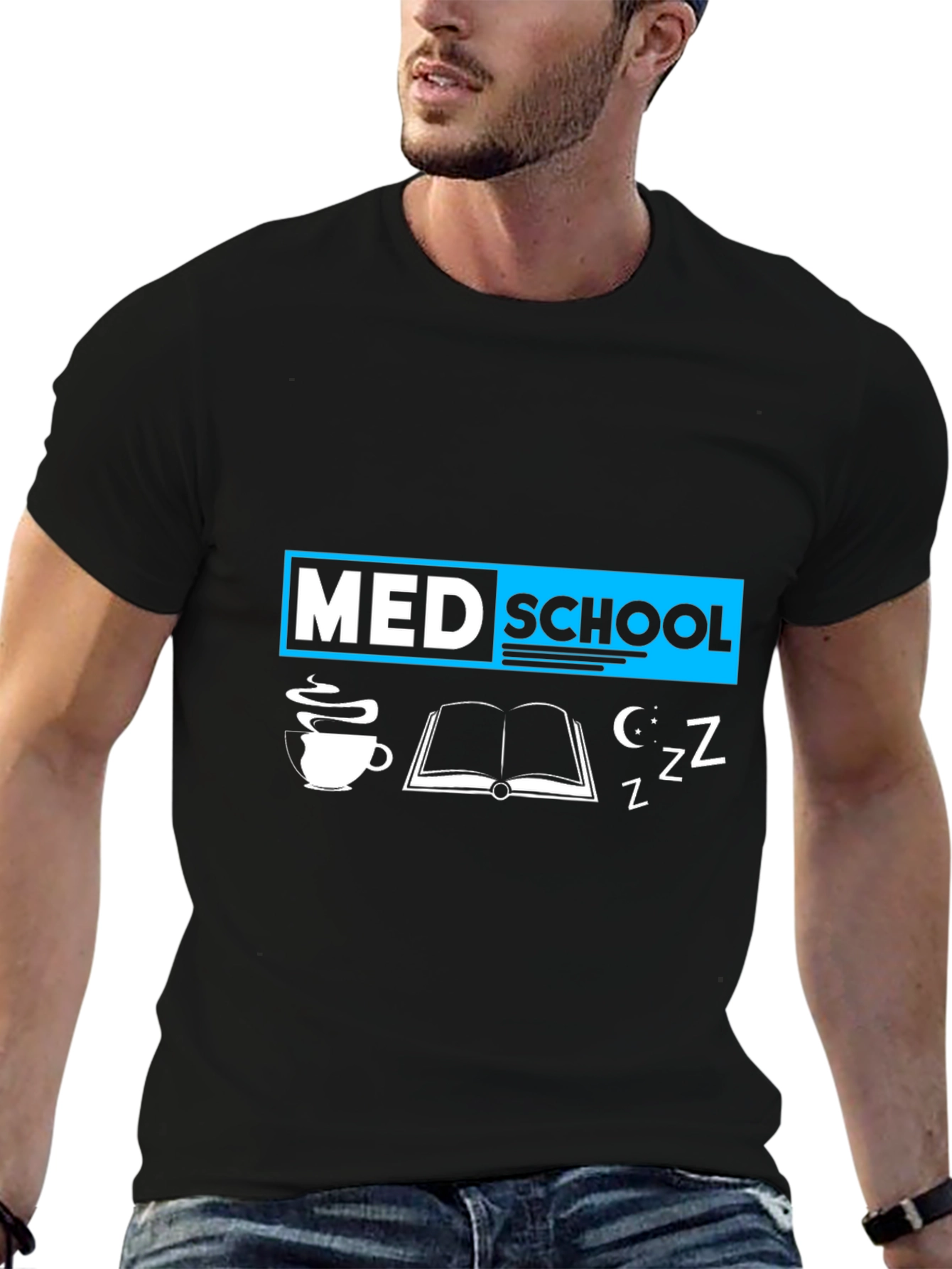 Med School T-Shirt: Coffee Books and Zzzs