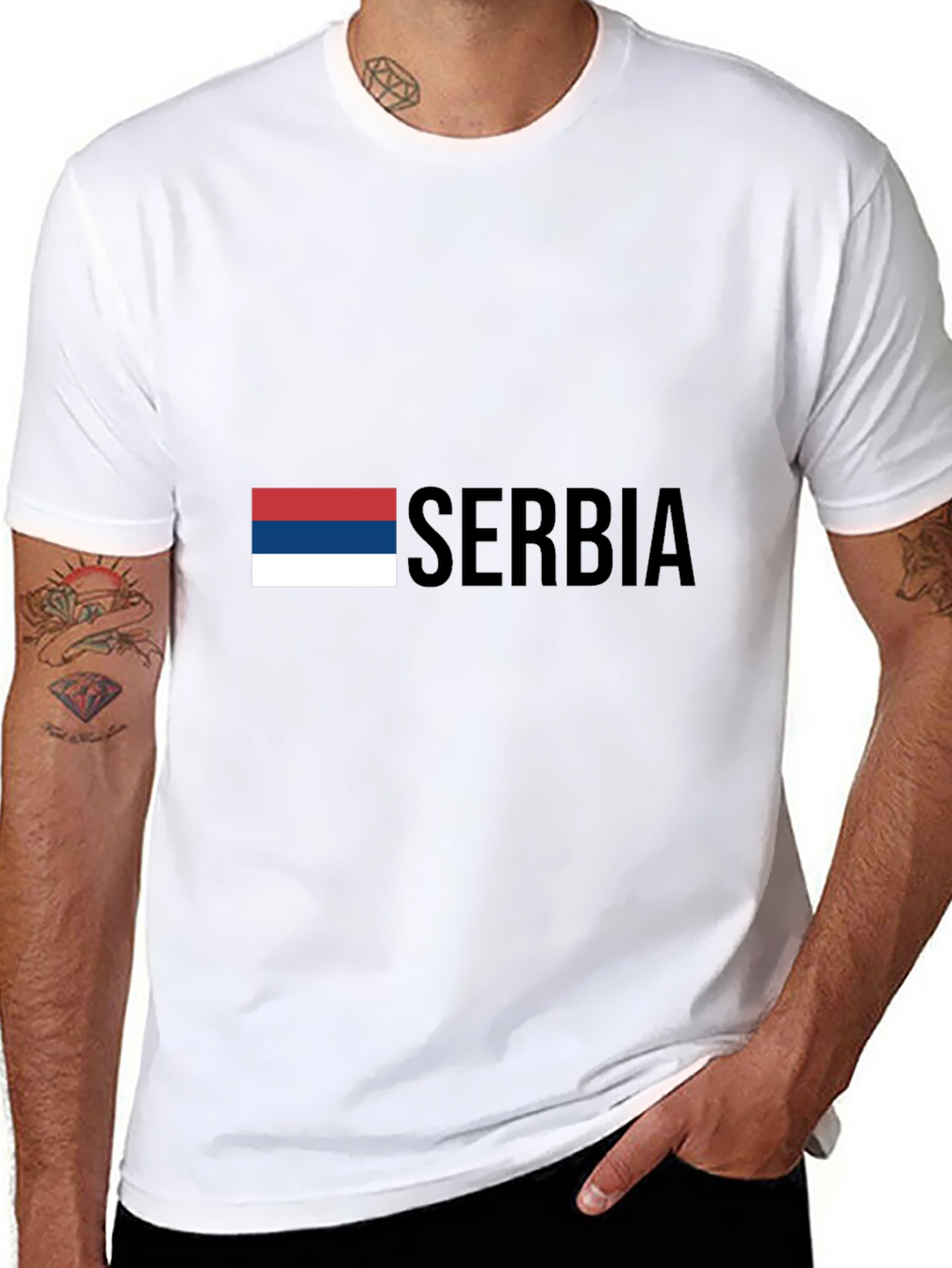 Serbia Flag T-Shirt - Black Graphic Tee