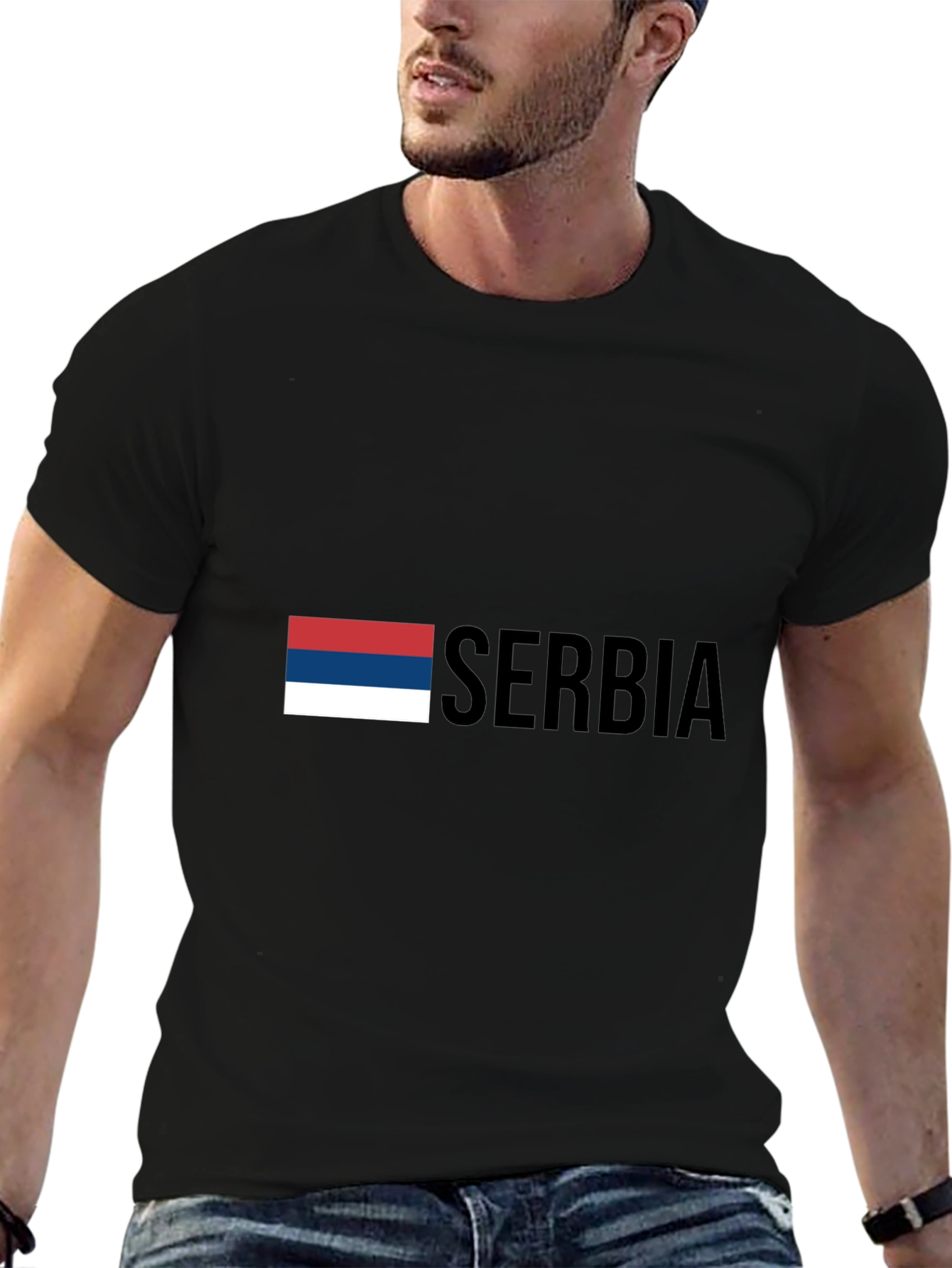 Serbia Flag T-Shirt - Black Graphic Tee