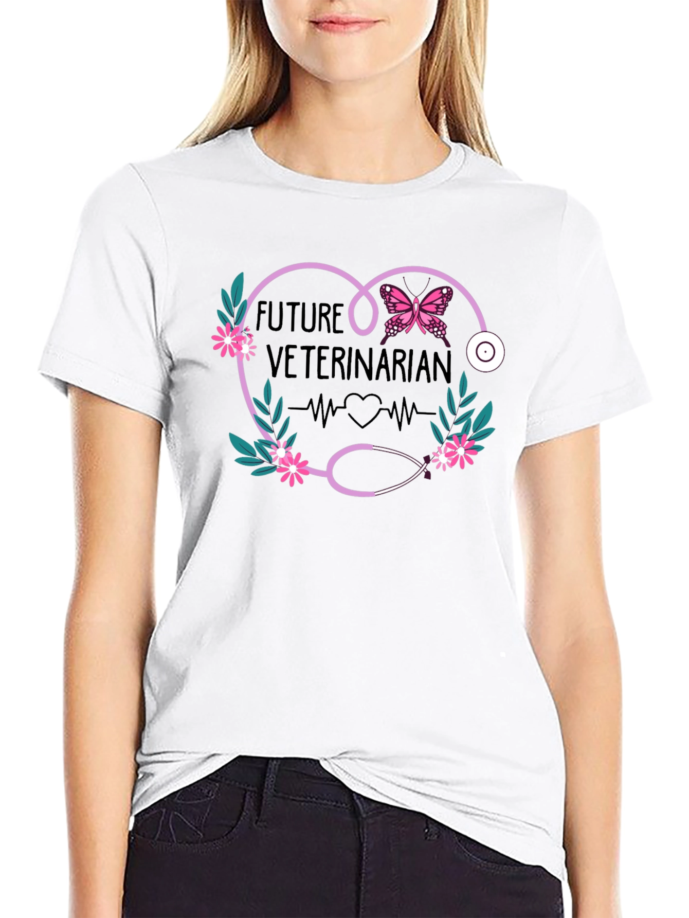 Future Veterinarian T-Shirt Heart Stethoscope Design