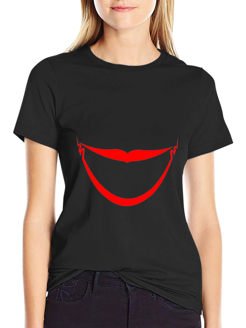 Red Smile Graphic Black T-Shirt