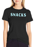 Snacks Graphic Print Black T-Shirt