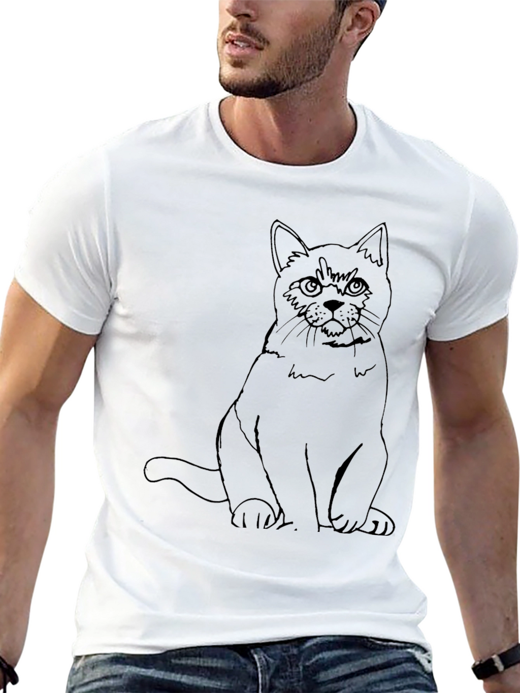 Black Cat Graphic Tee - Mens Crew Neck