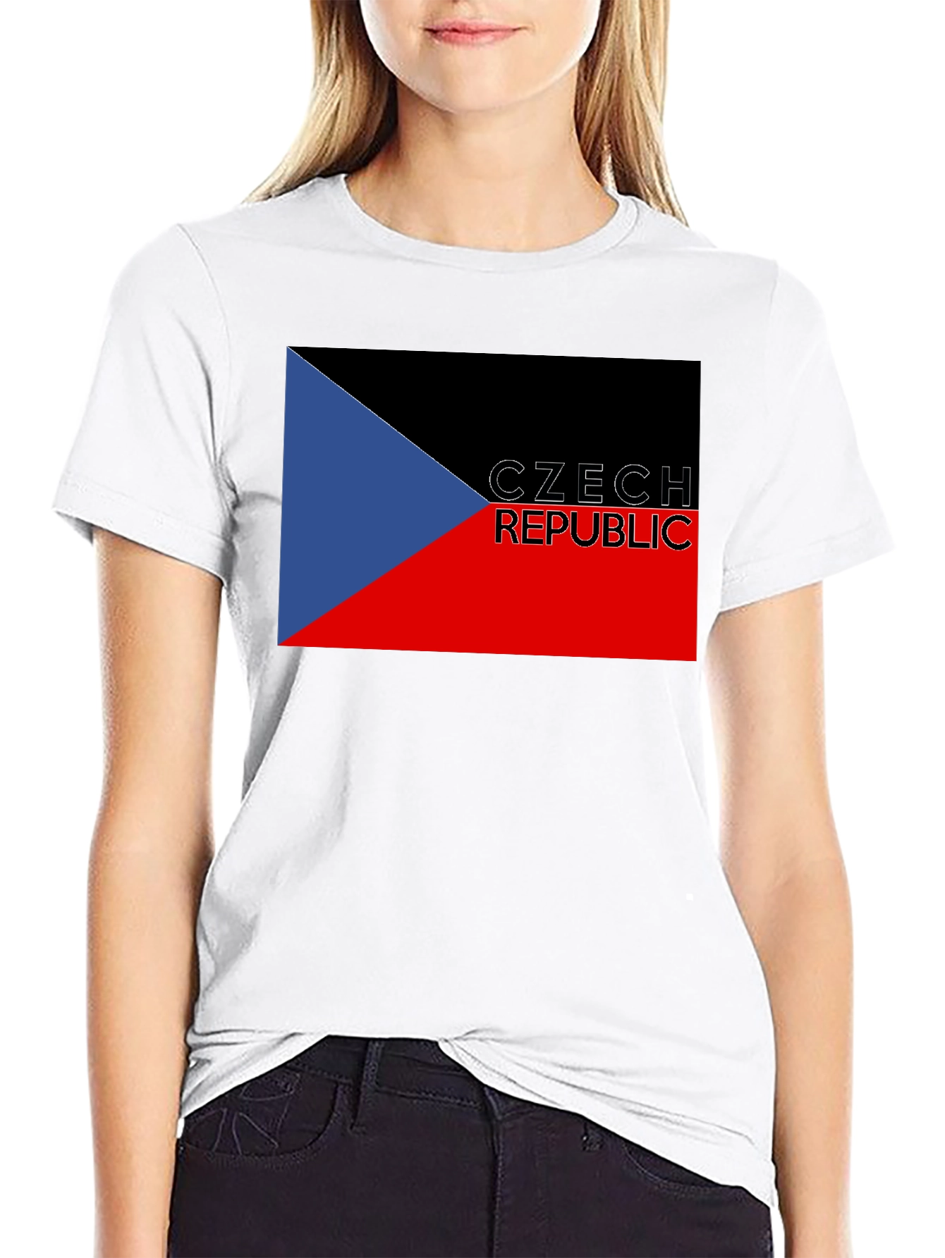 Czech Republic Flag T-Shirt - Black