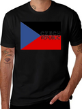 Czech Republic Flag T-Shirt - Black