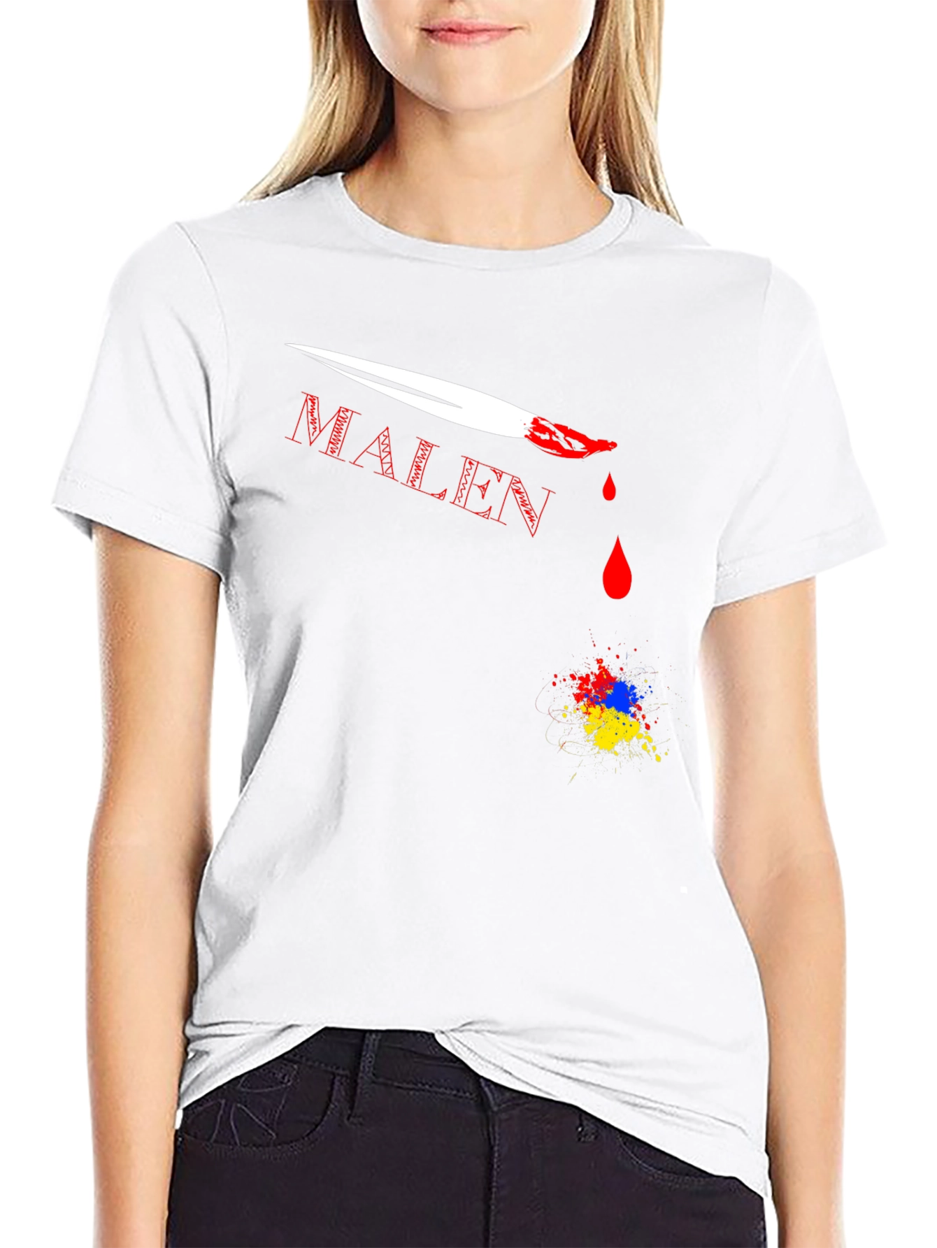 MALEN T-Shirt with Paint Brush Design