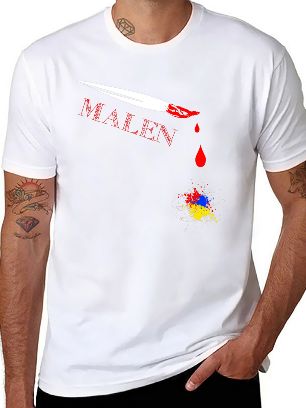 MALEN T-Shirt with Paint Brush Design