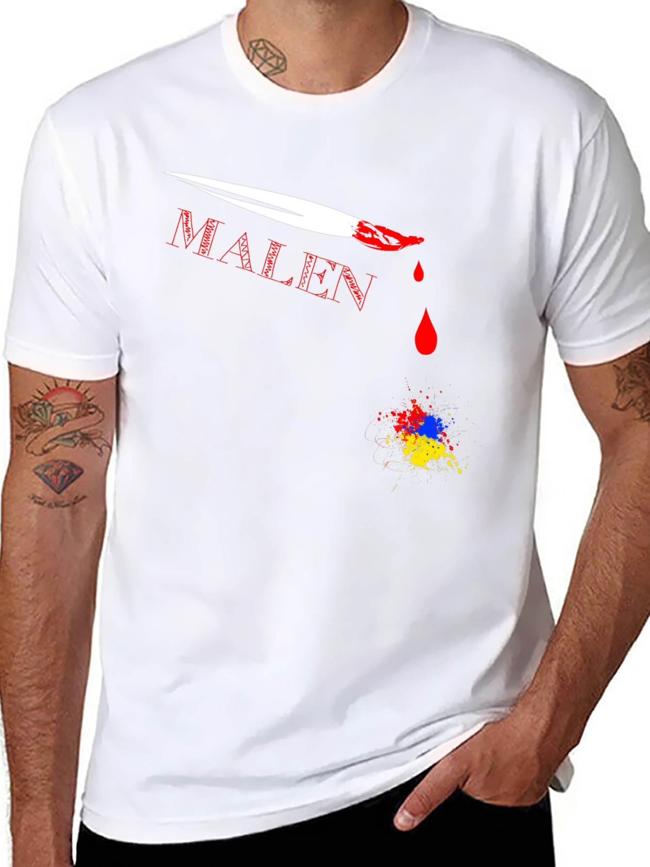 MALEN T-Shirt with Paint Brush Design