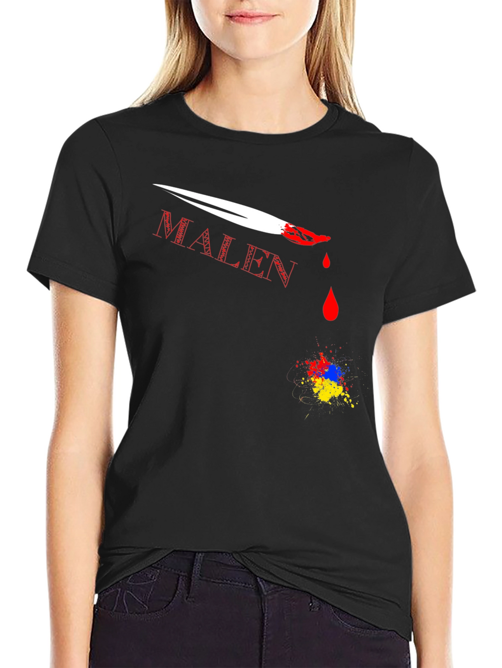 MALEN T-Shirt with Paint Brush Design