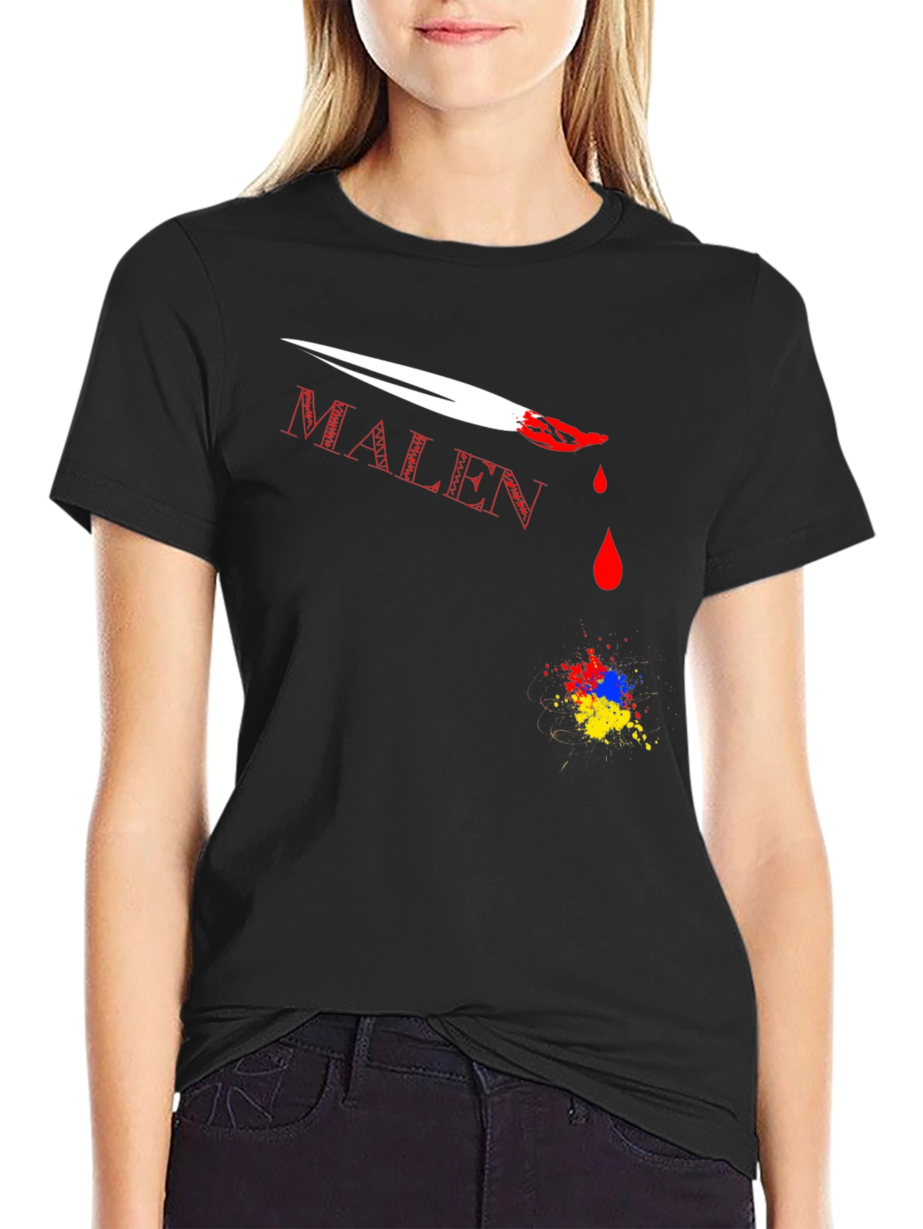 MALEN T-Shirt with Paint Brush Design