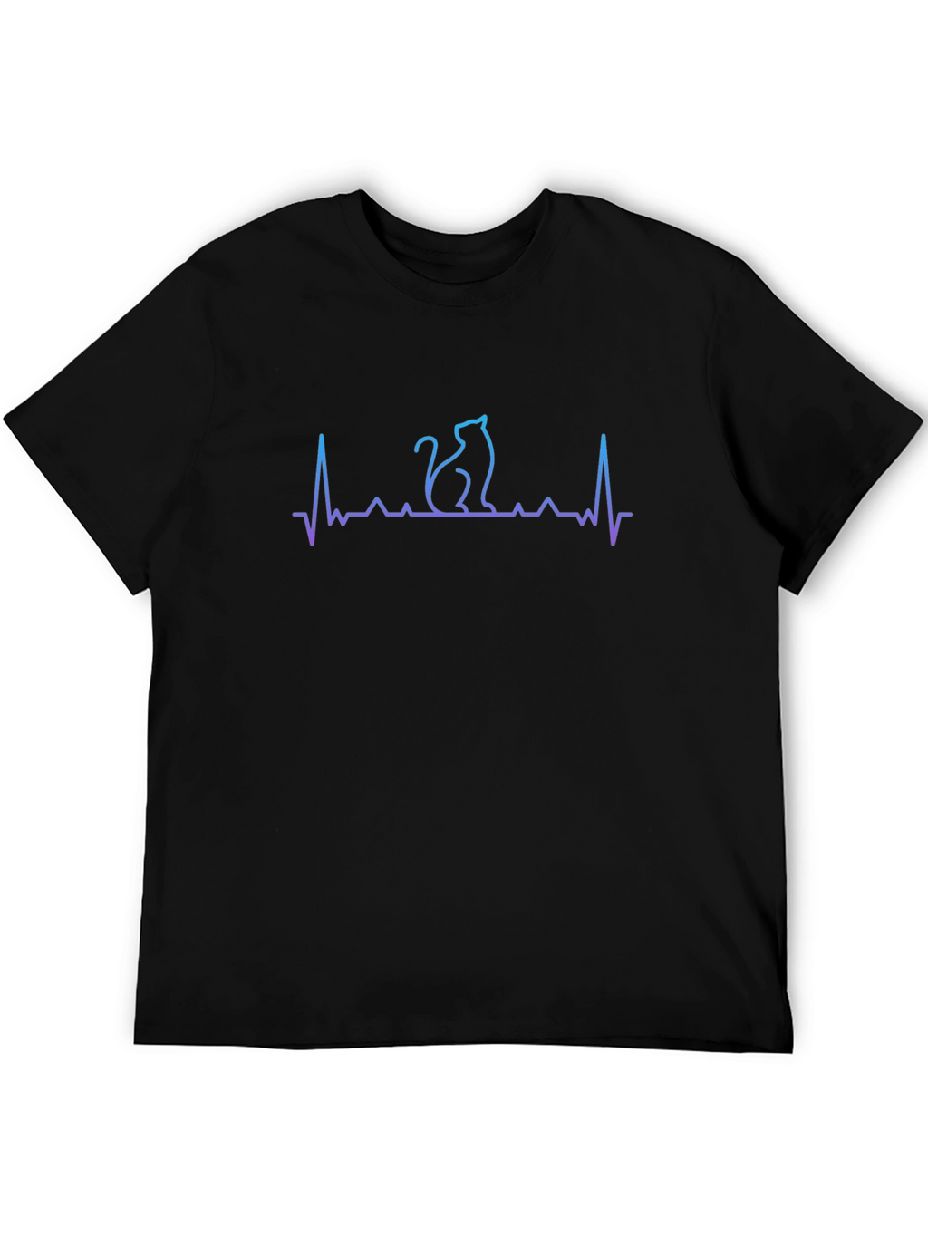 Cat Heartbeat T-Shirt - Black