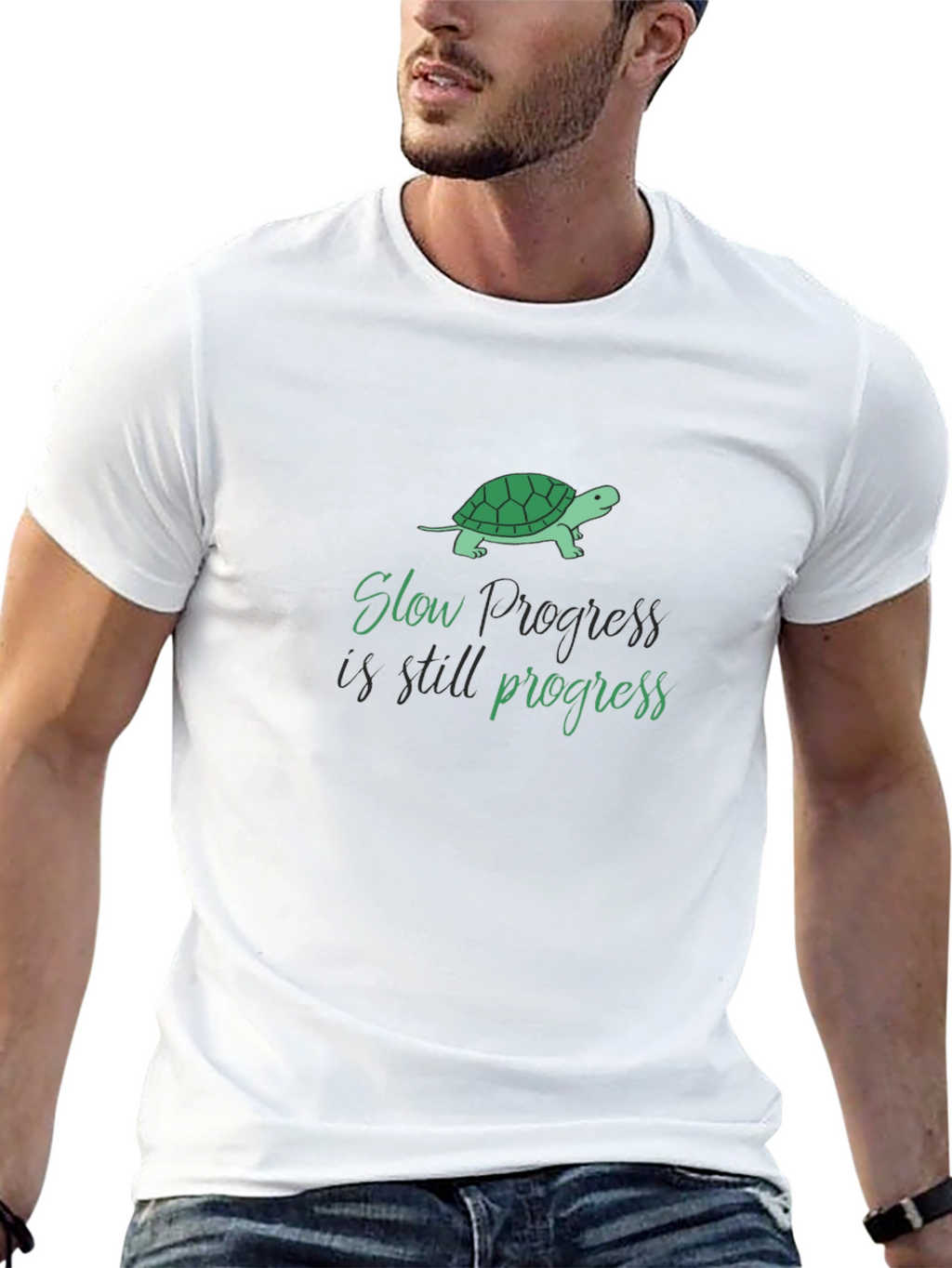 Slow Progress Turtle Graphic T-Shirt - Motivational Tee
