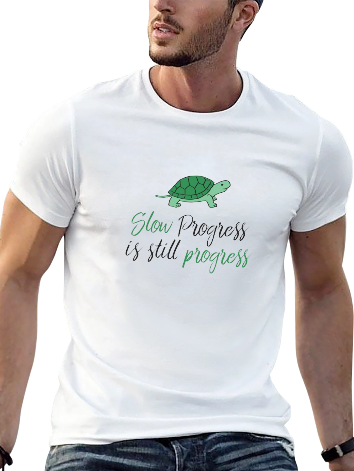 Slow Progress Turtle Graphic T-Shirt - Motivational Tee