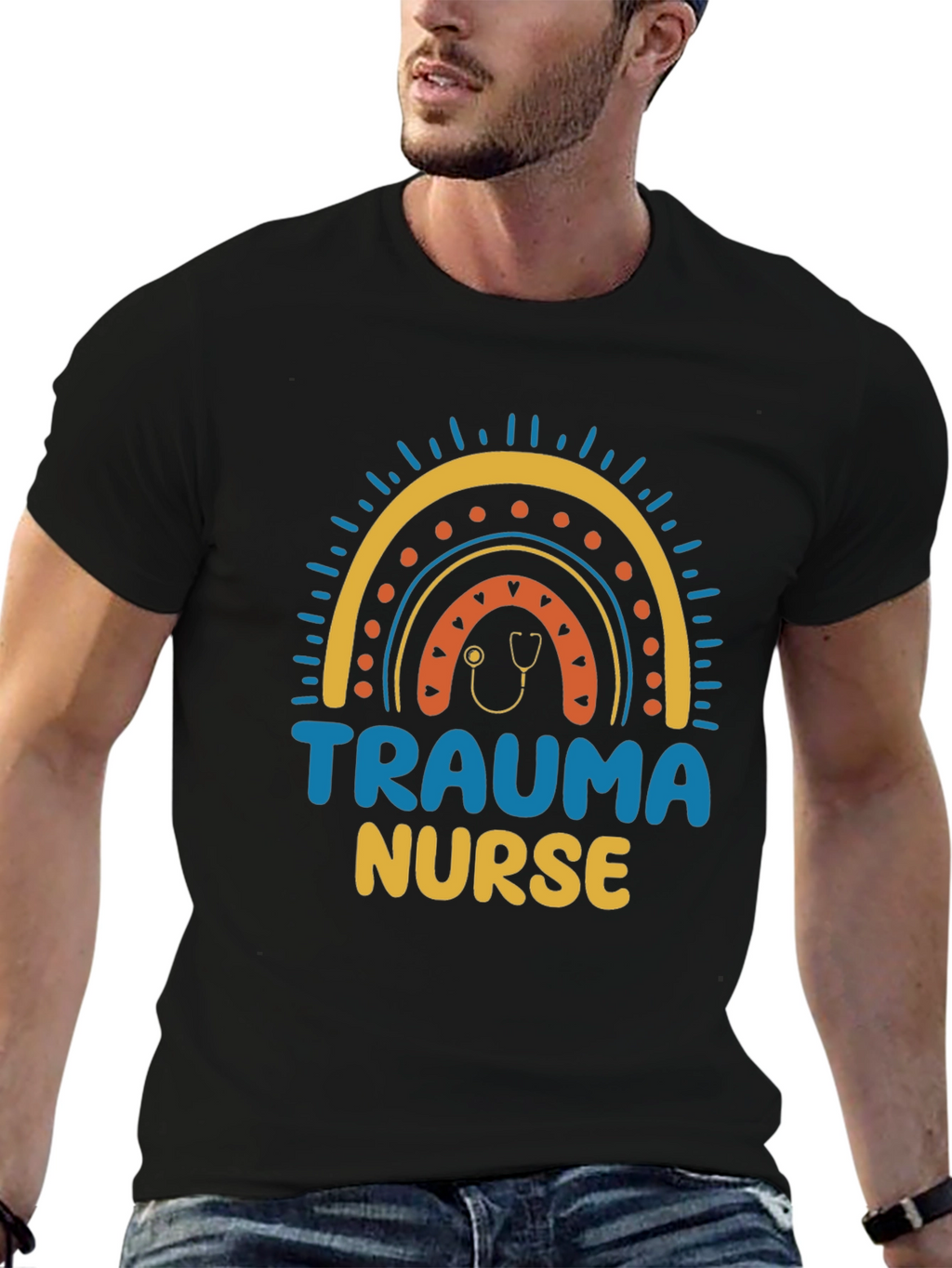 Trauma Nurse Rainbow Graphic T-Shirt