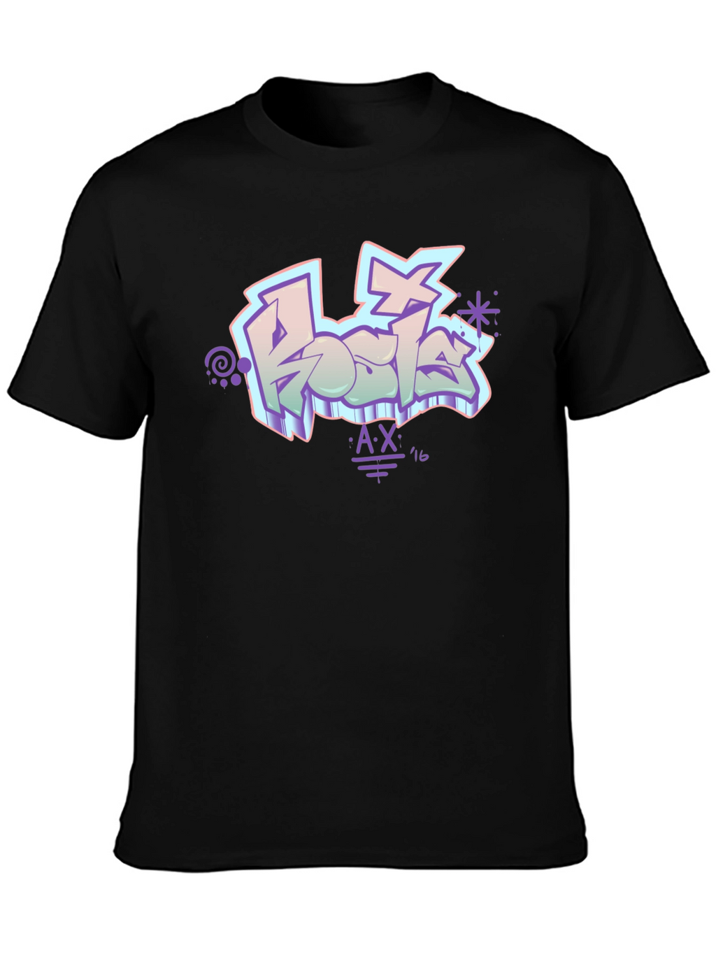 Retro Graffiti Style Black T-Shirt