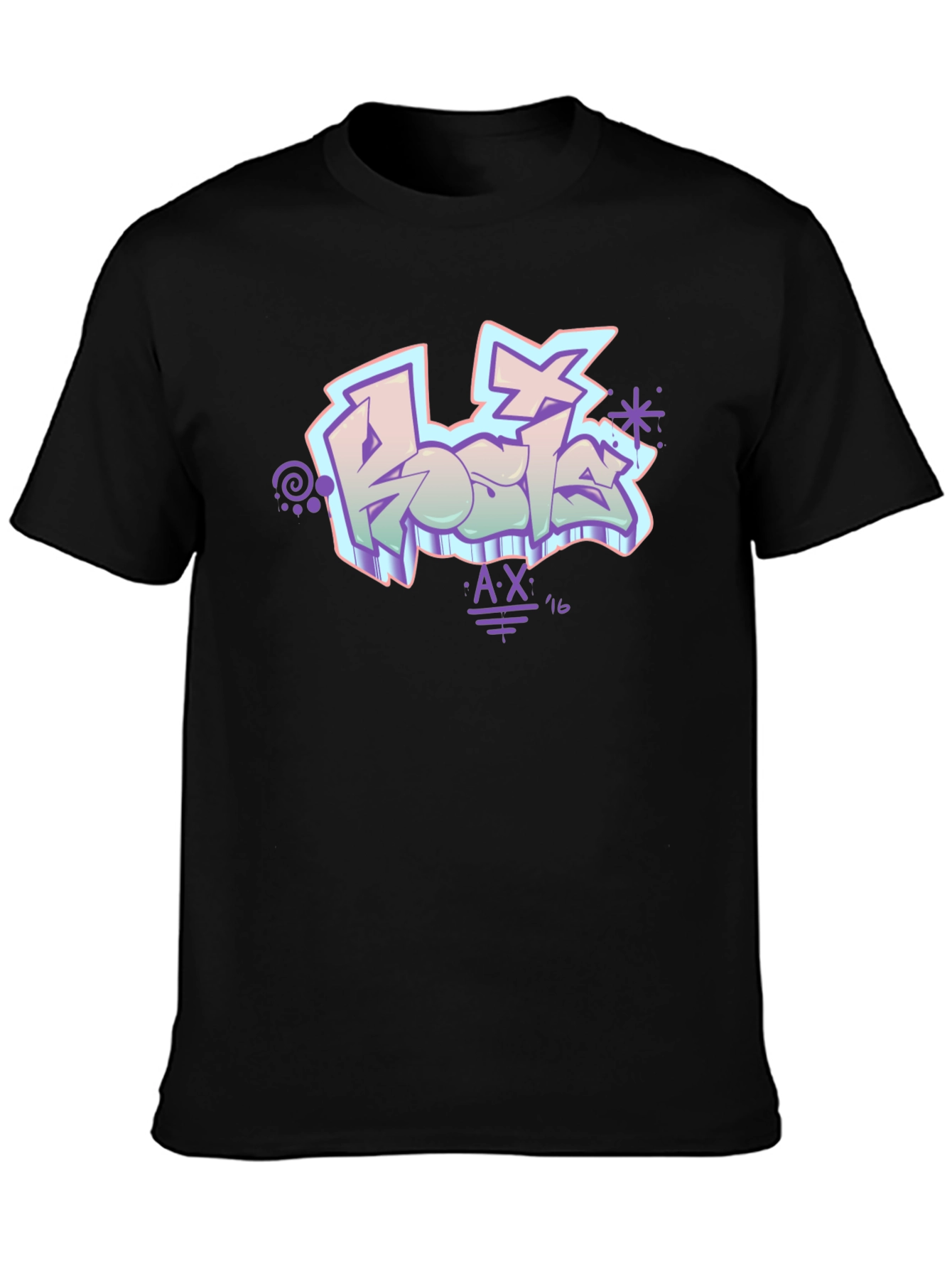 Retro Graffiti Style Black T-Shirt