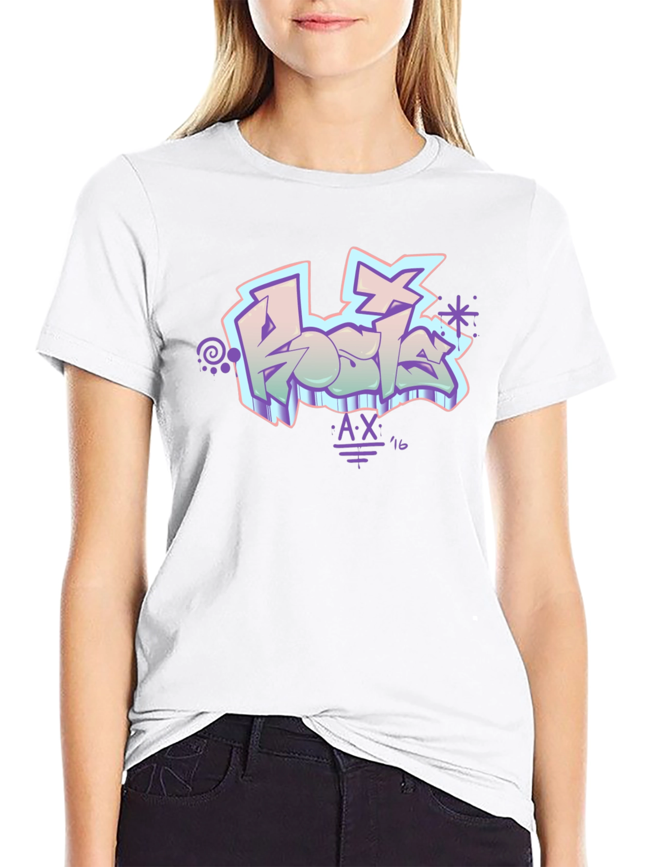Retro Graffiti Style Black T-Shirt