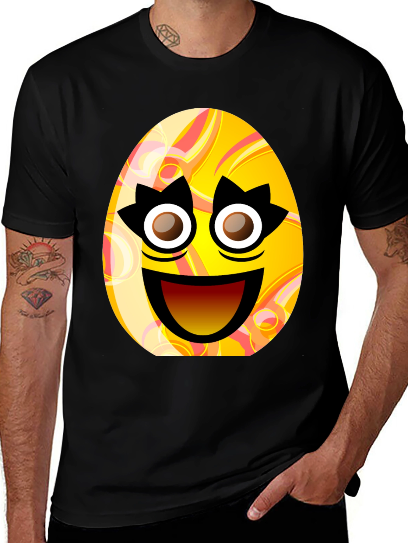 Easter Egg Smile Graphic Tee - Novelty Spring Holiday Shirt