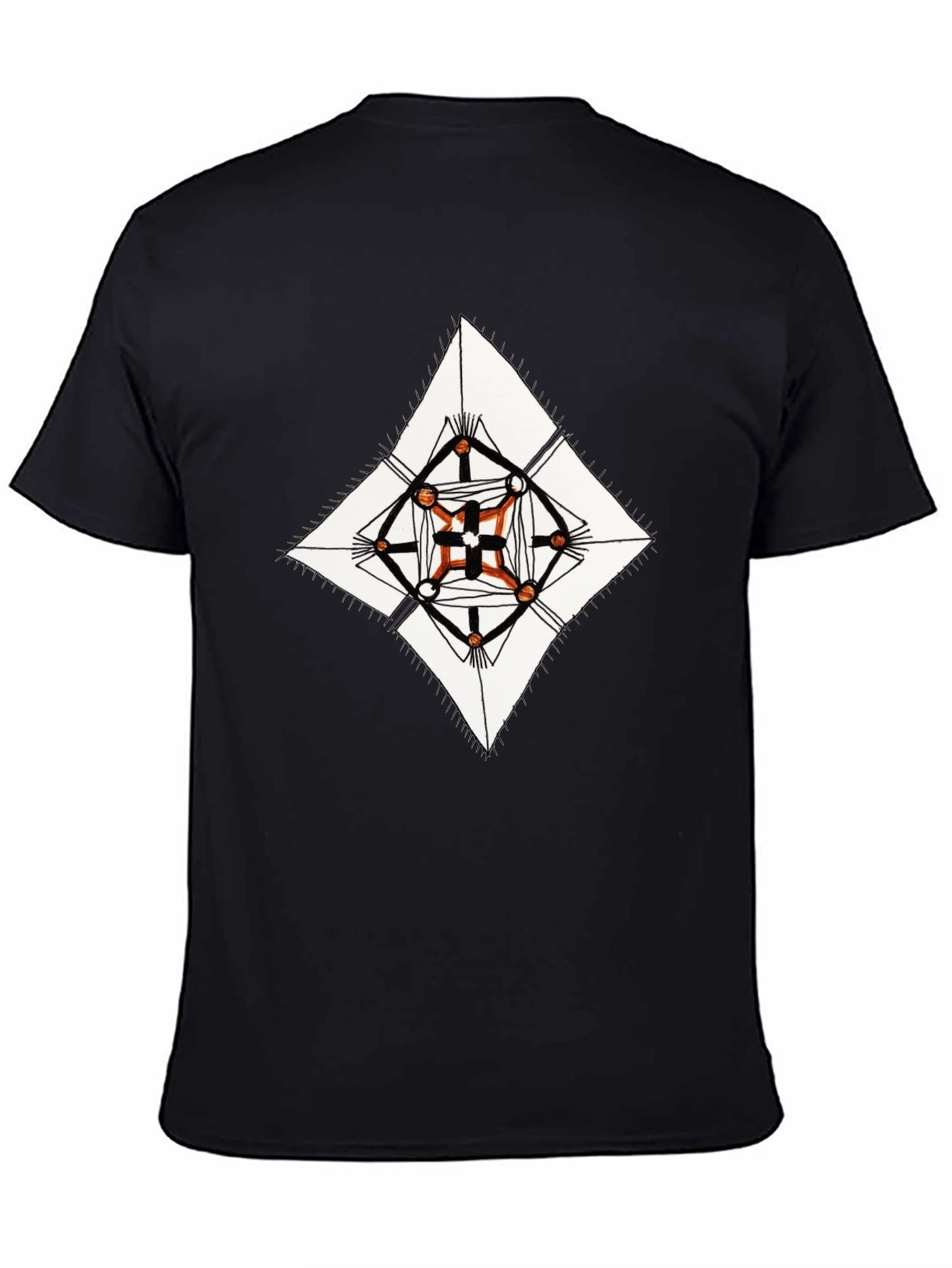 Geometric Diamond Print Black T-Shirt