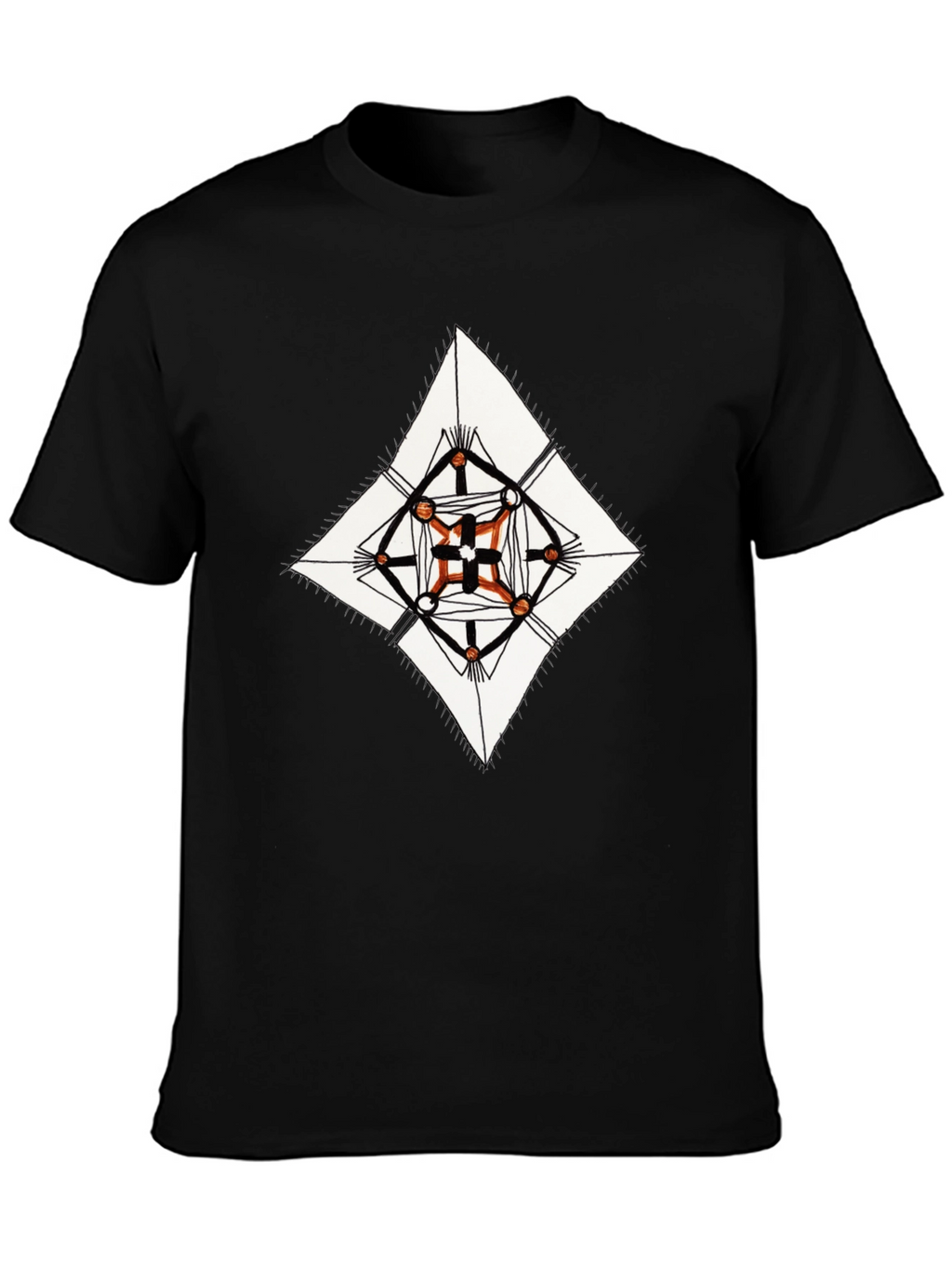 Geometric Diamond Print Black T-Shirt