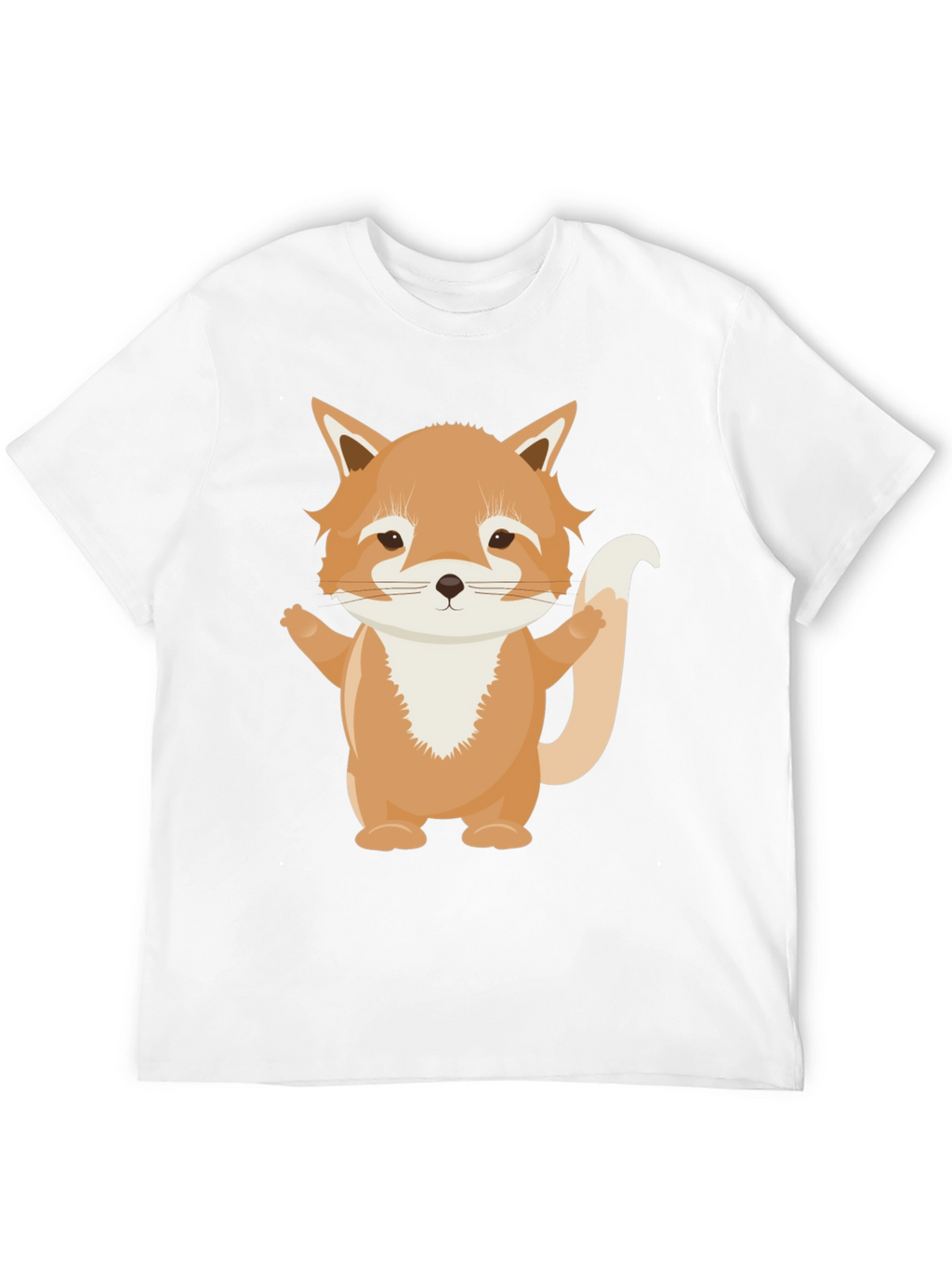 Cute Cartoon Fox Black T-Shirt