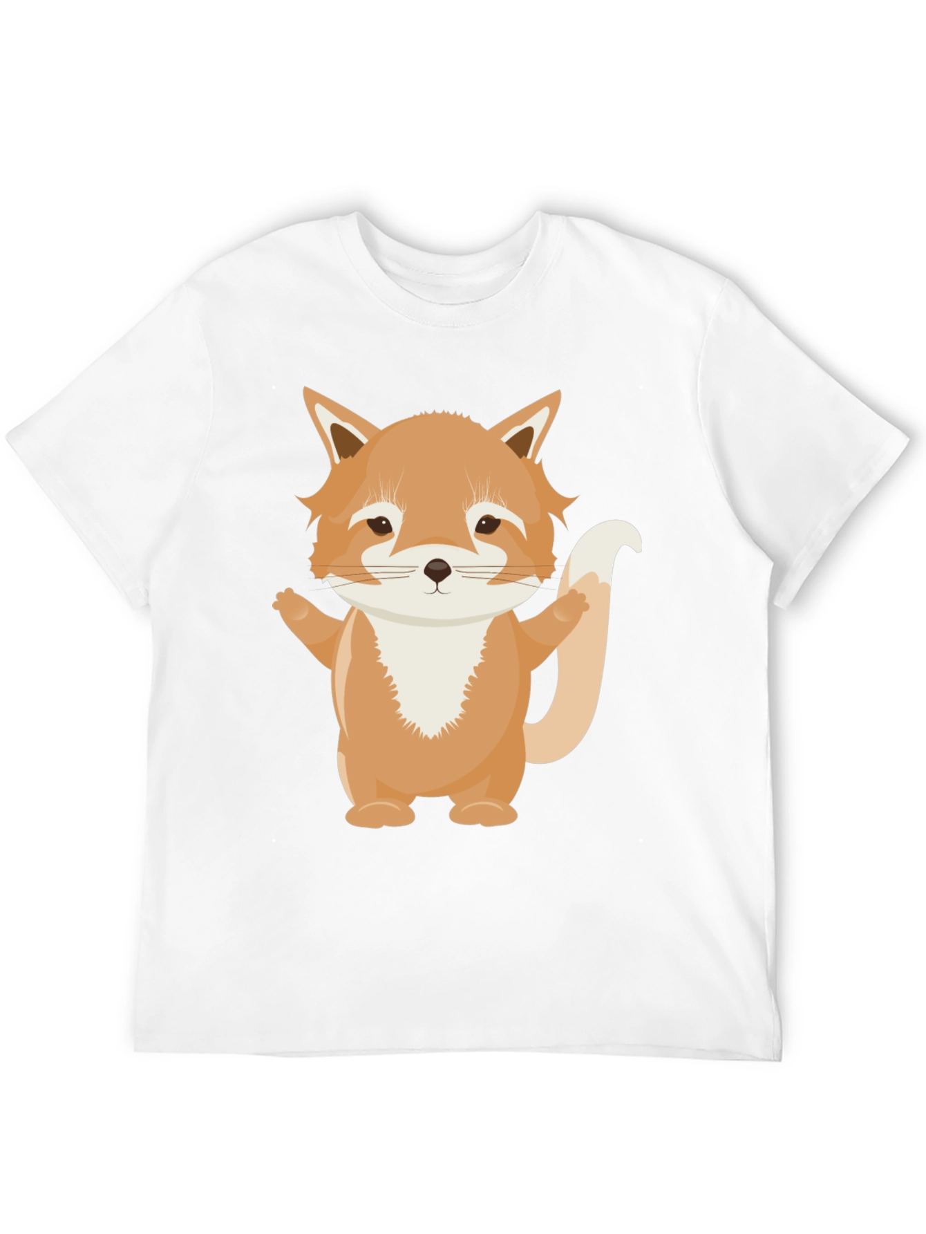 Cute Cartoon Fox Black T-Shirt