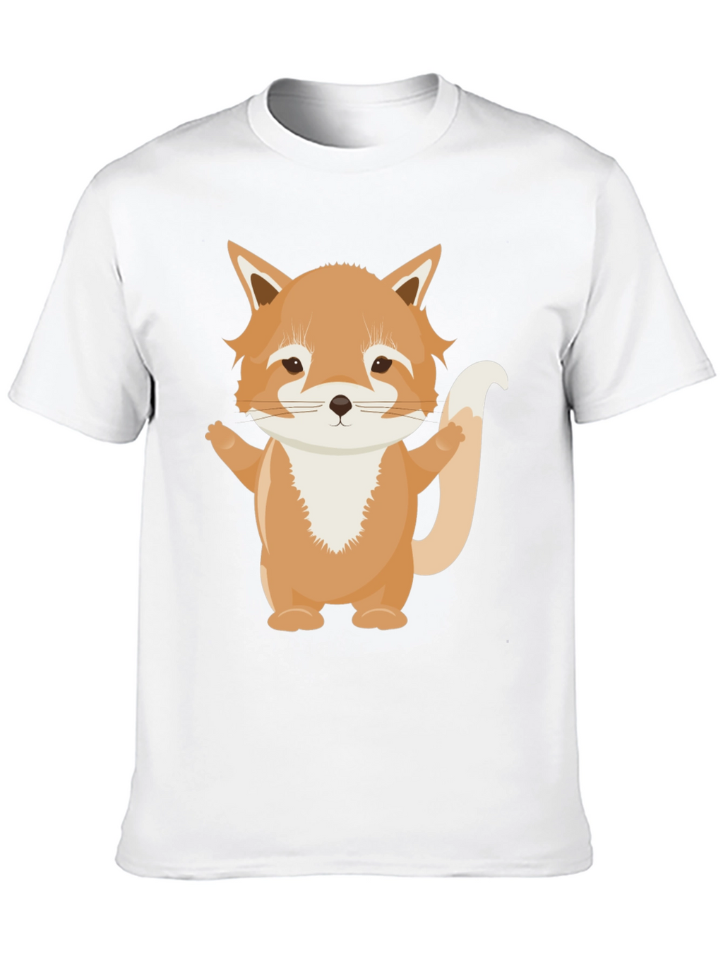 Cute Cartoon Fox Black T-Shirt