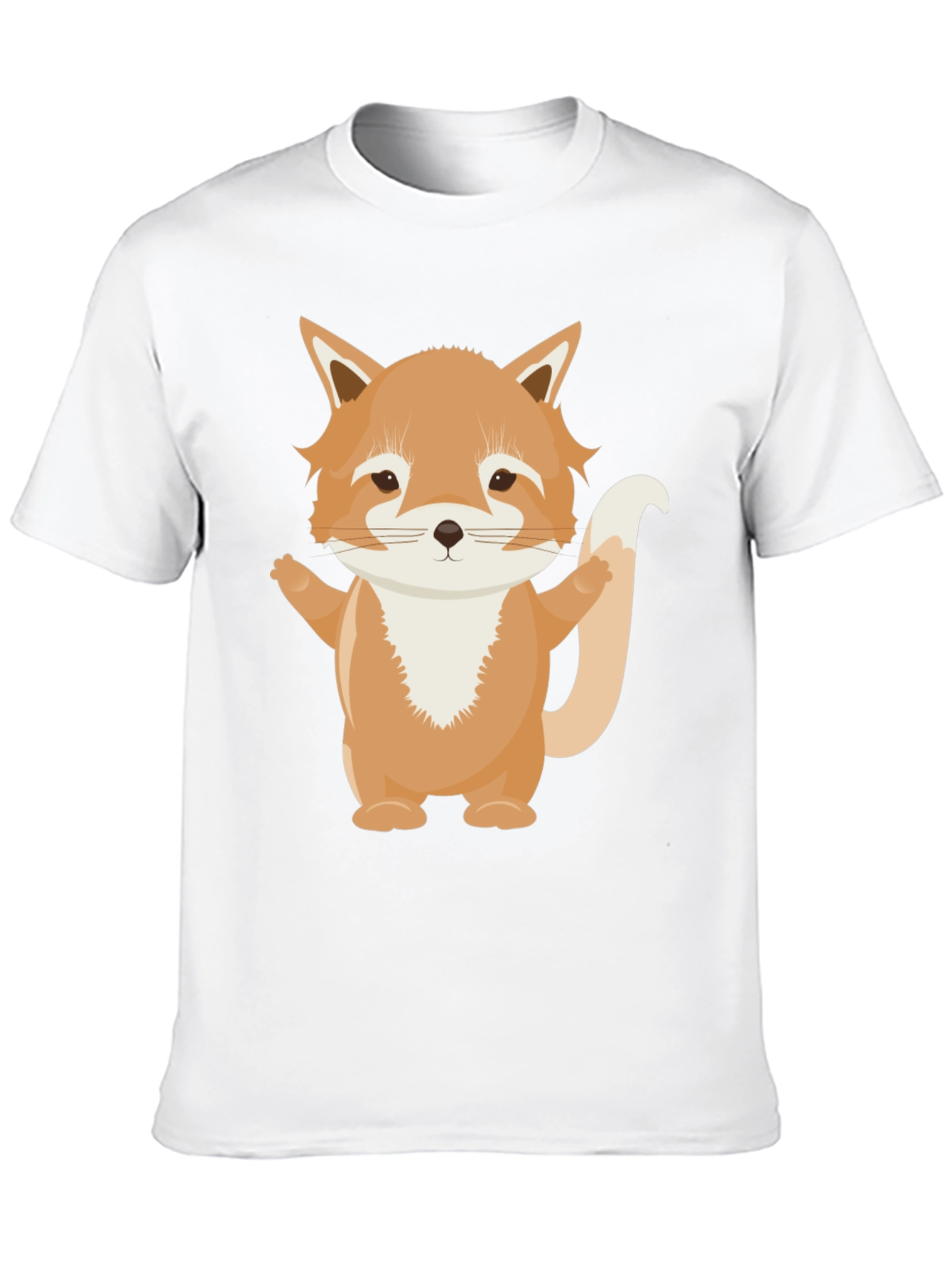 Cute Cartoon Fox Black T-Shirt