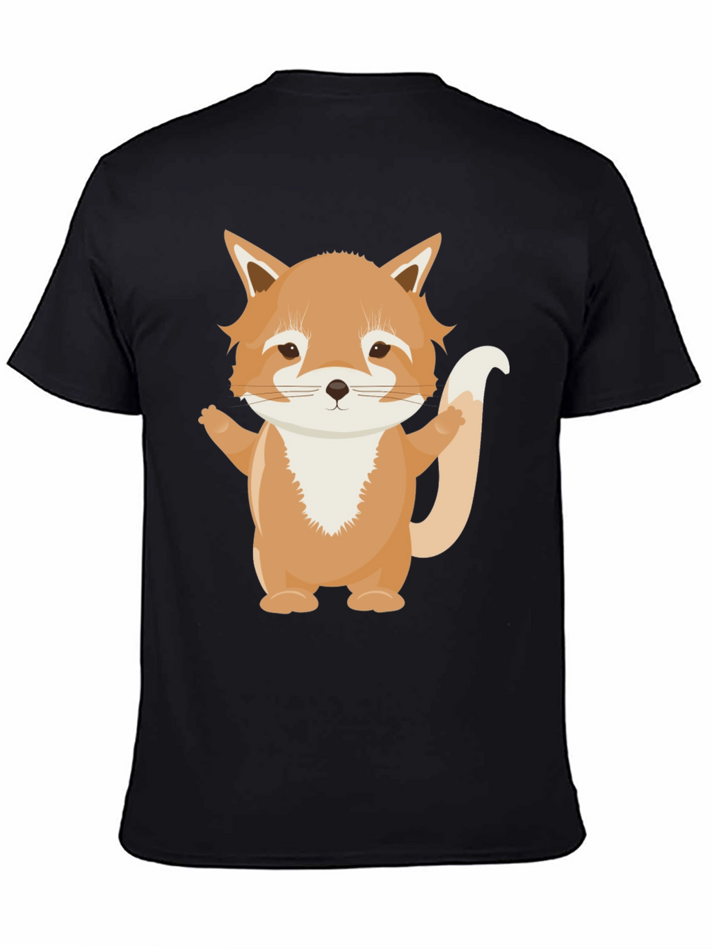 Cute Cartoon Fox Black T-Shirt