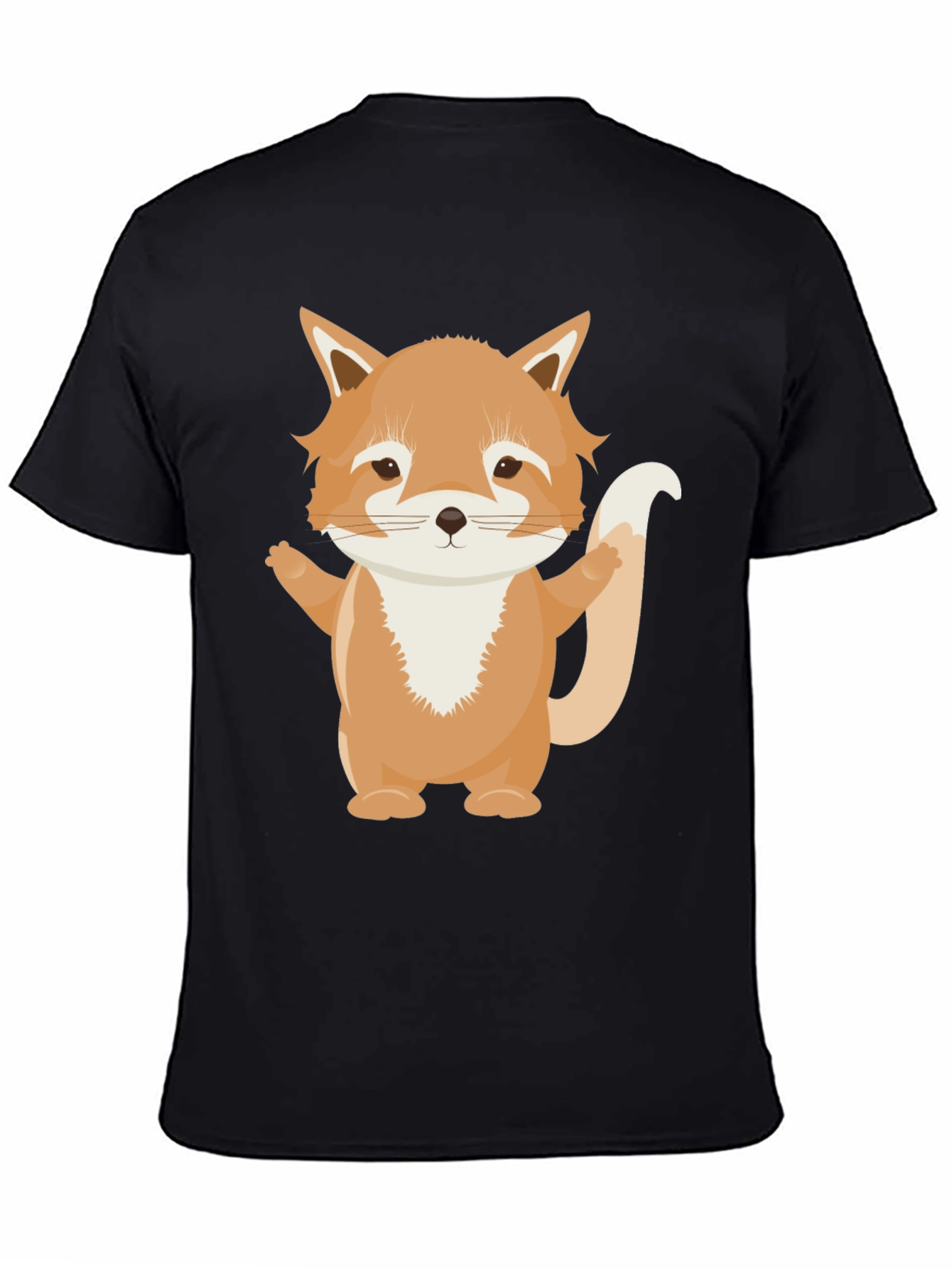 Cute Cartoon Fox Black T-Shirt