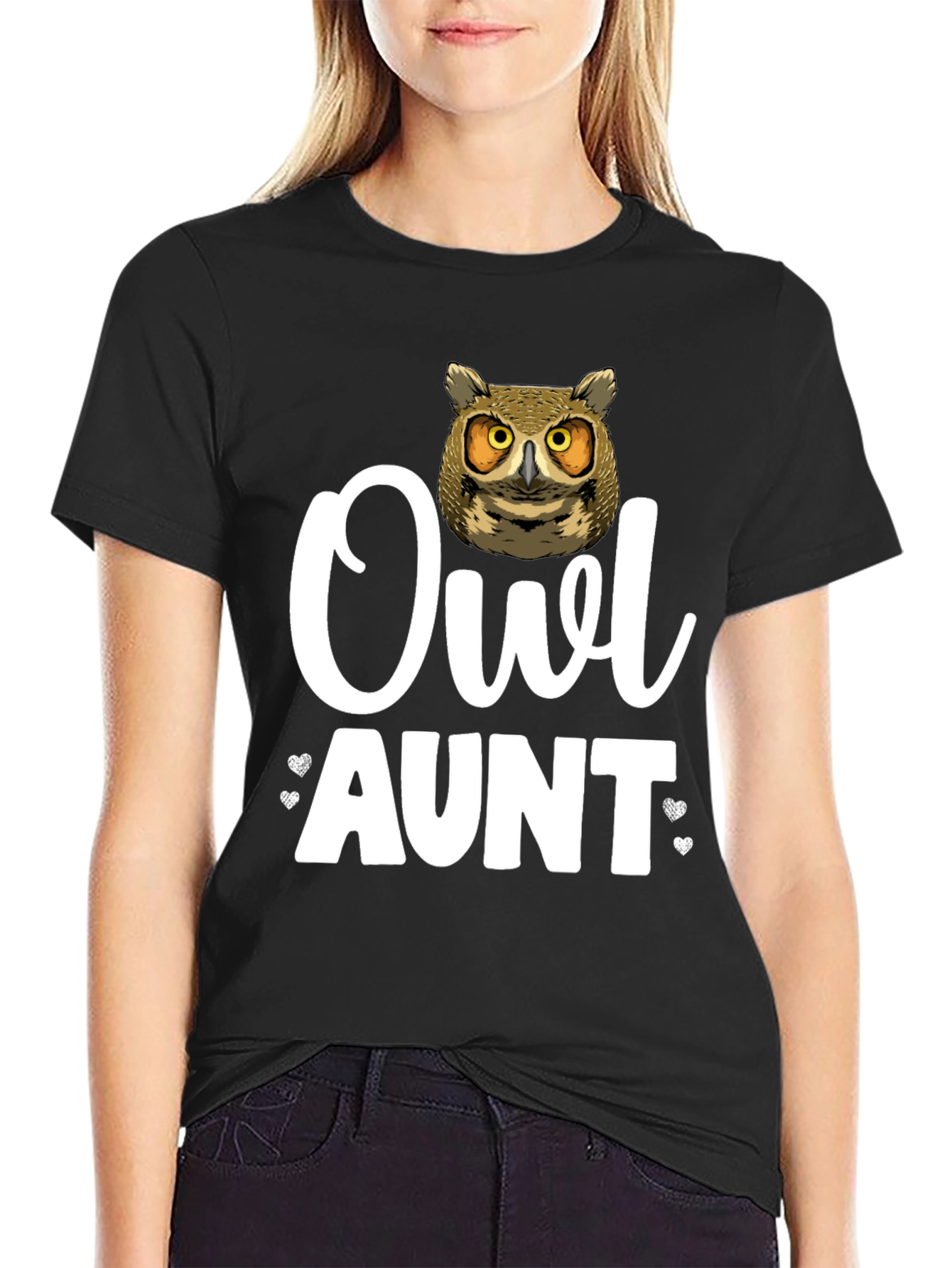 Owl Aunt T-Shirt - Cute Bird Lover Tee