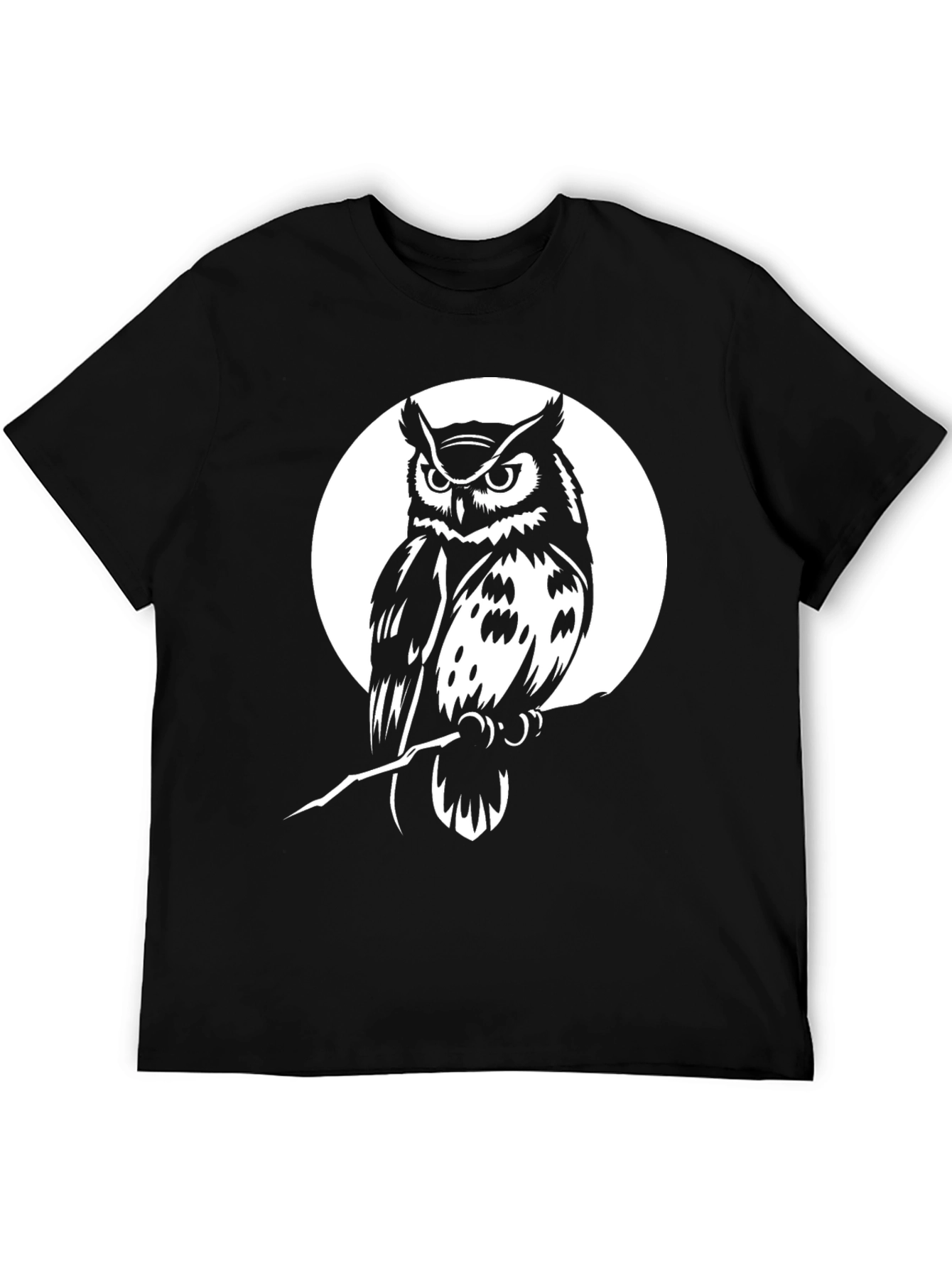 Owl Graphic Tee - Black Cotton Blend T-Shirt