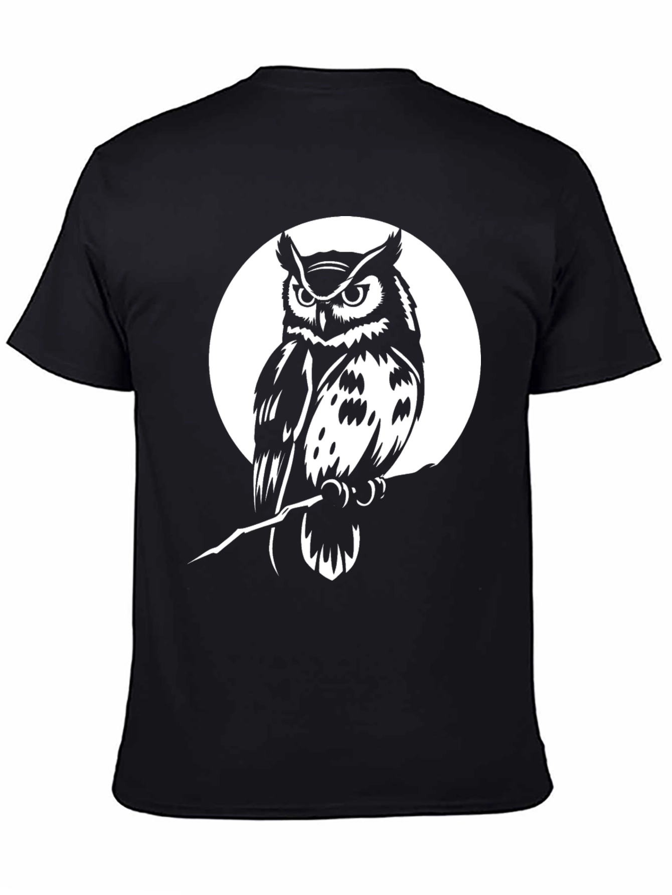 Owl Graphic Tee - Black Cotton Blend T-Shirt