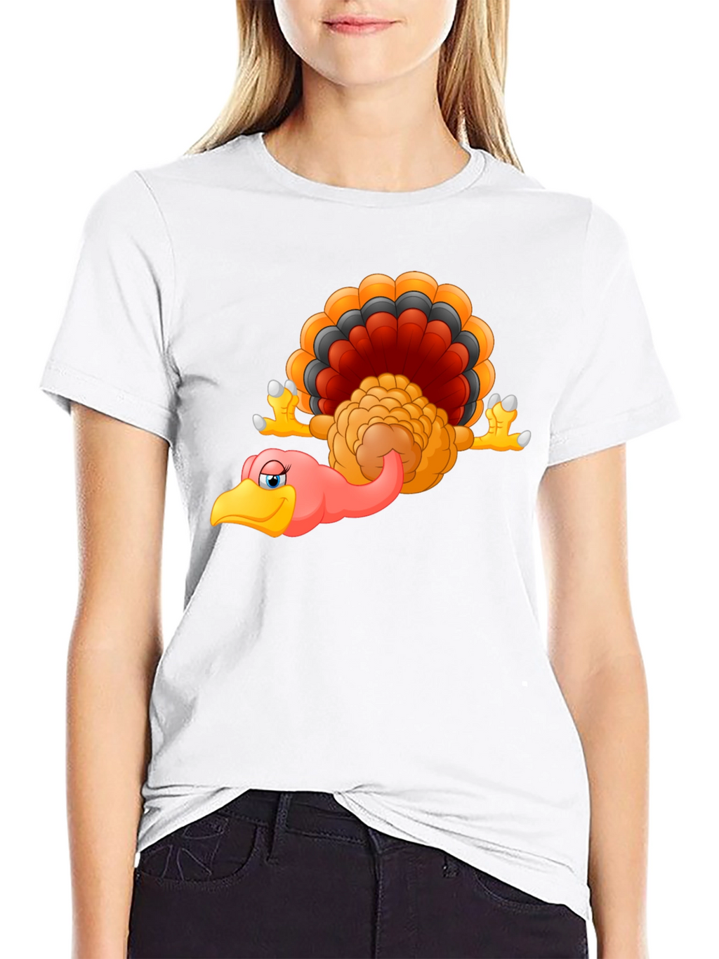 Funny Turkey Cartoon Black T-Shirt