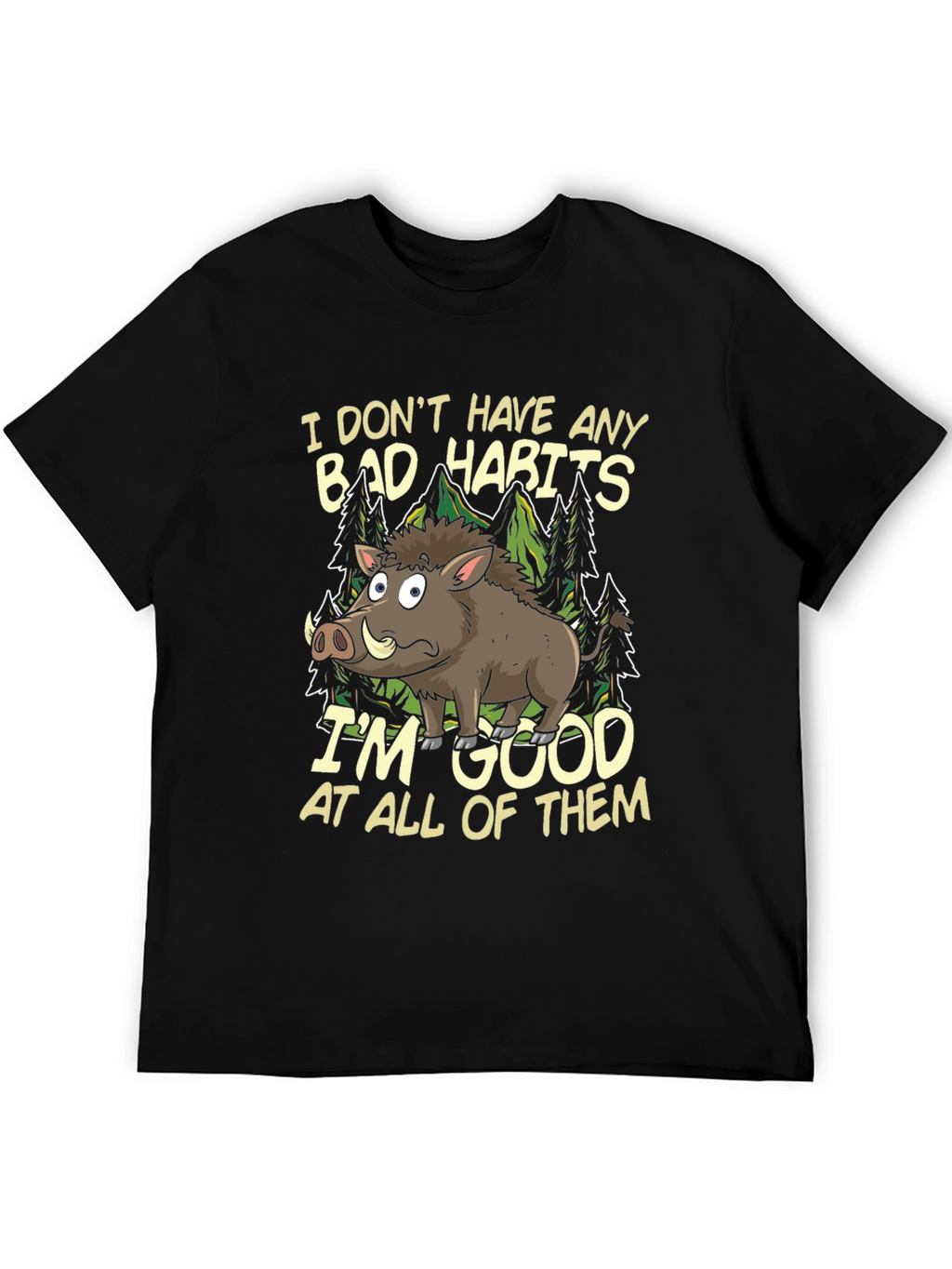 Funny Boar Bad Habits Mens Graphic T-Shirt