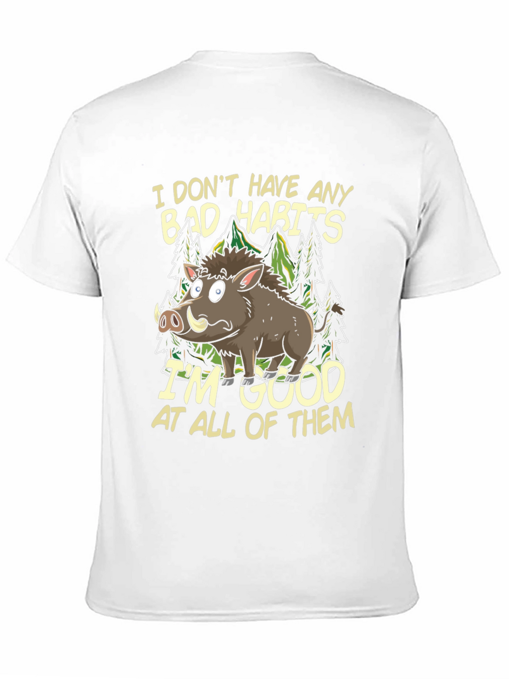 Funny Boar Bad Habits Mens Graphic T-Shirt