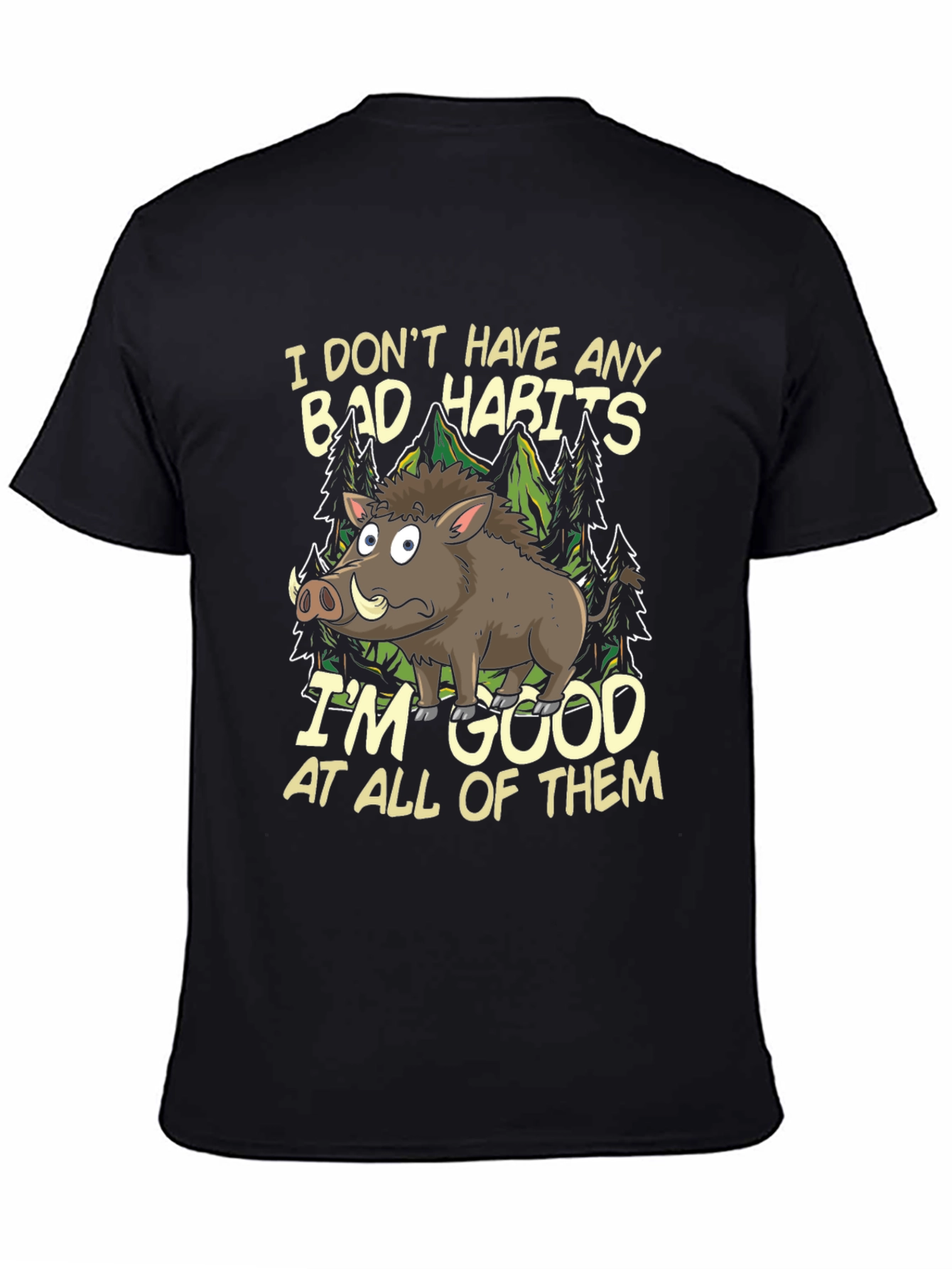 Funny Boar Bad Habits Mens Graphic T-Shirt