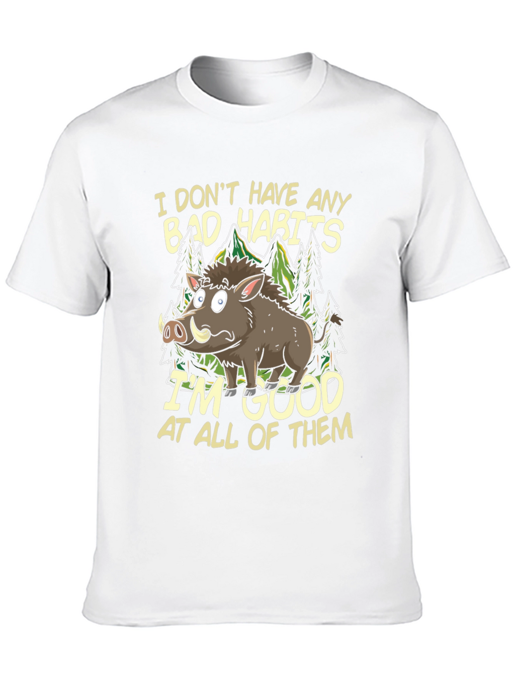 Funny Boar Bad Habits Mens Graphic T-Shirt
