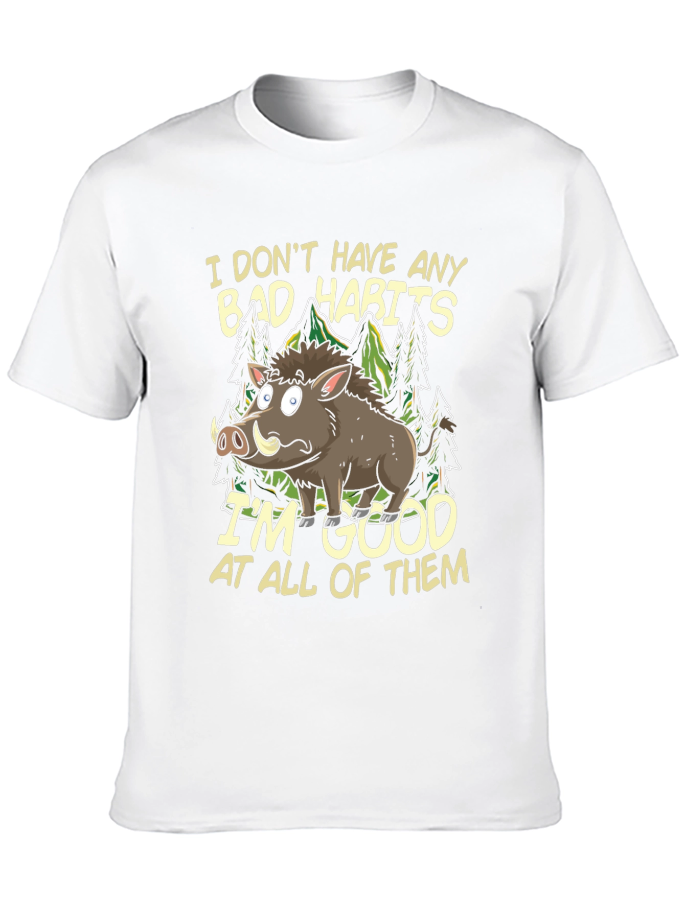 Funny Boar Bad Habits Mens Graphic T-Shirt