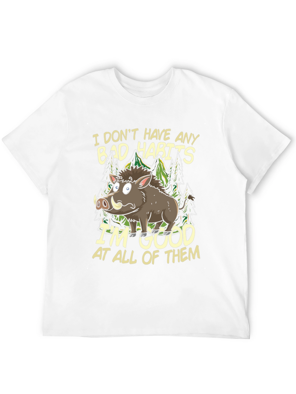 Funny Boar Bad Habits Mens Graphic T-Shirt
