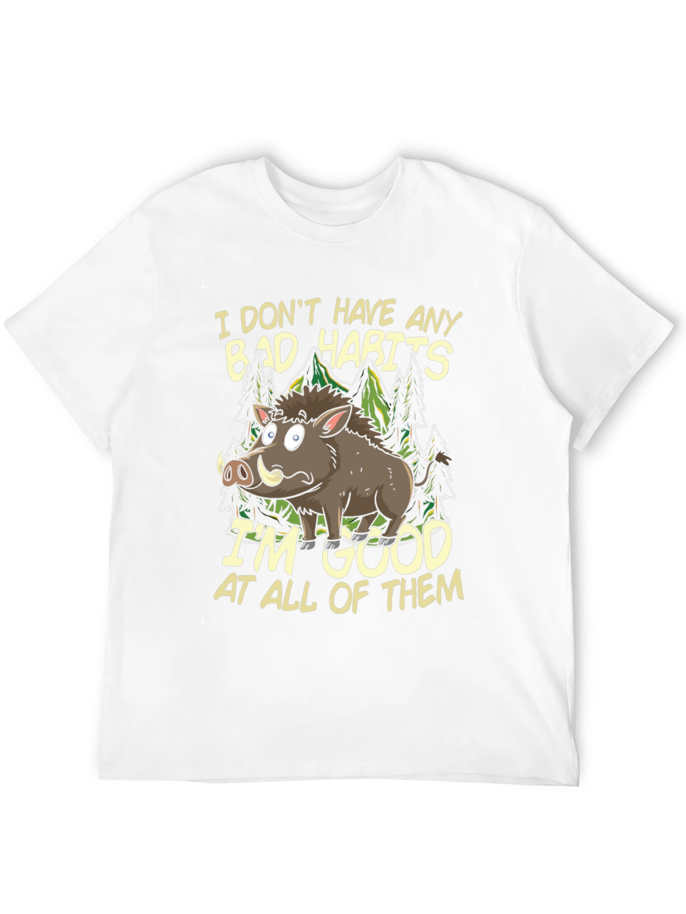 Funny Boar Bad Habits Mens Graphic T-Shirt