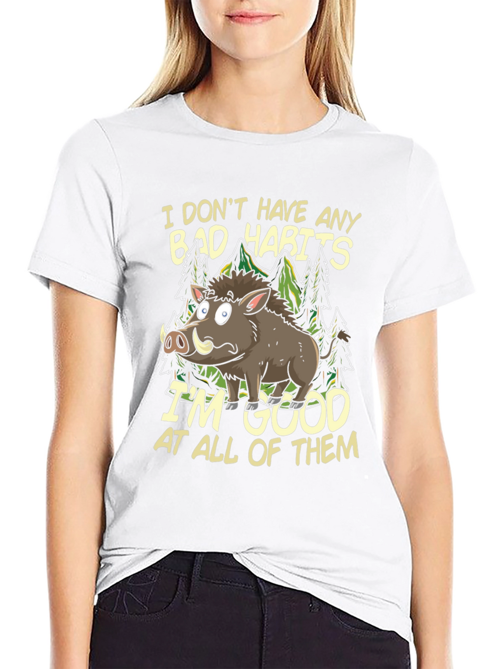 Funny Boar Bad Habits Mens Graphic T-Shirt