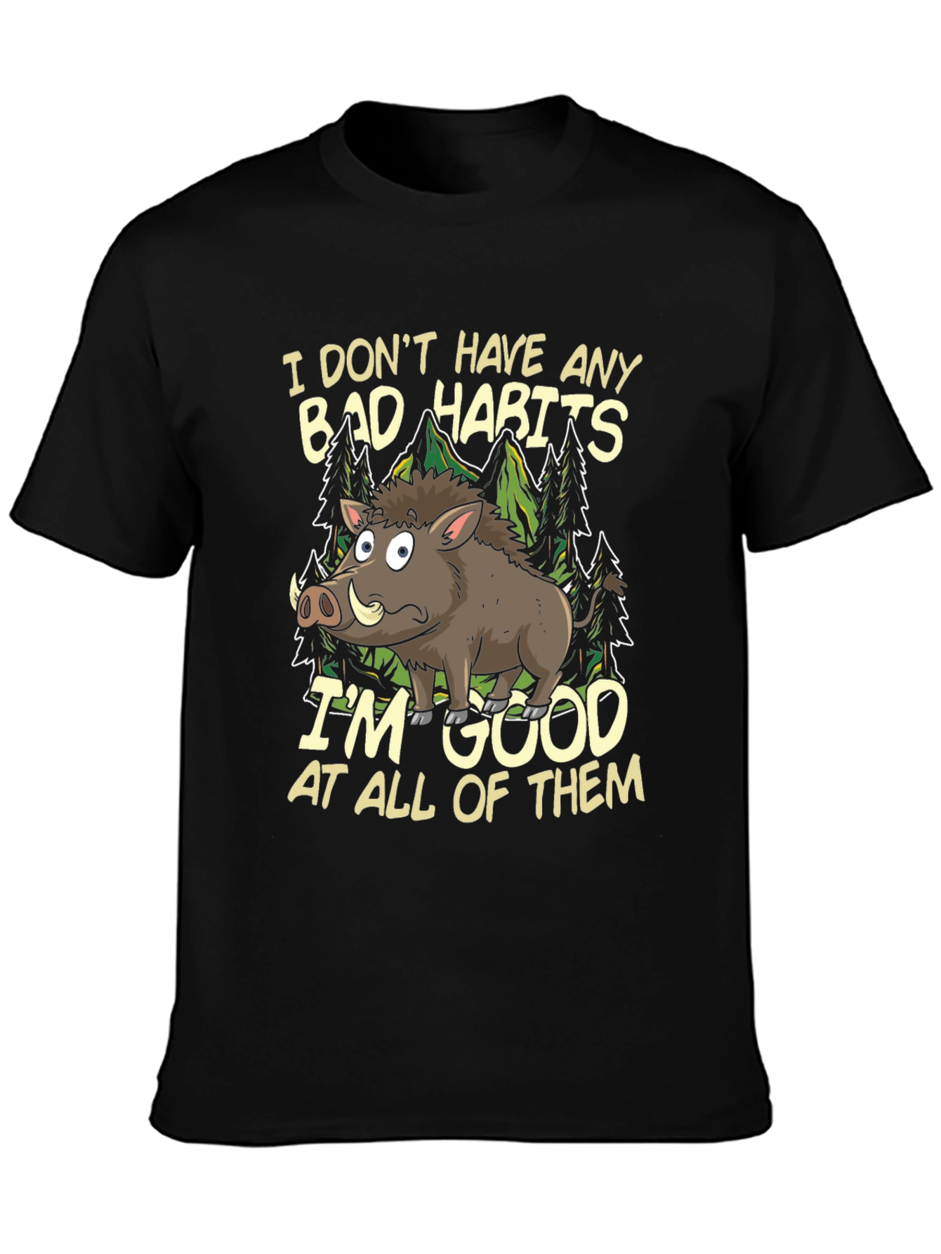 Funny Boar Bad Habits Mens Graphic T-Shirt