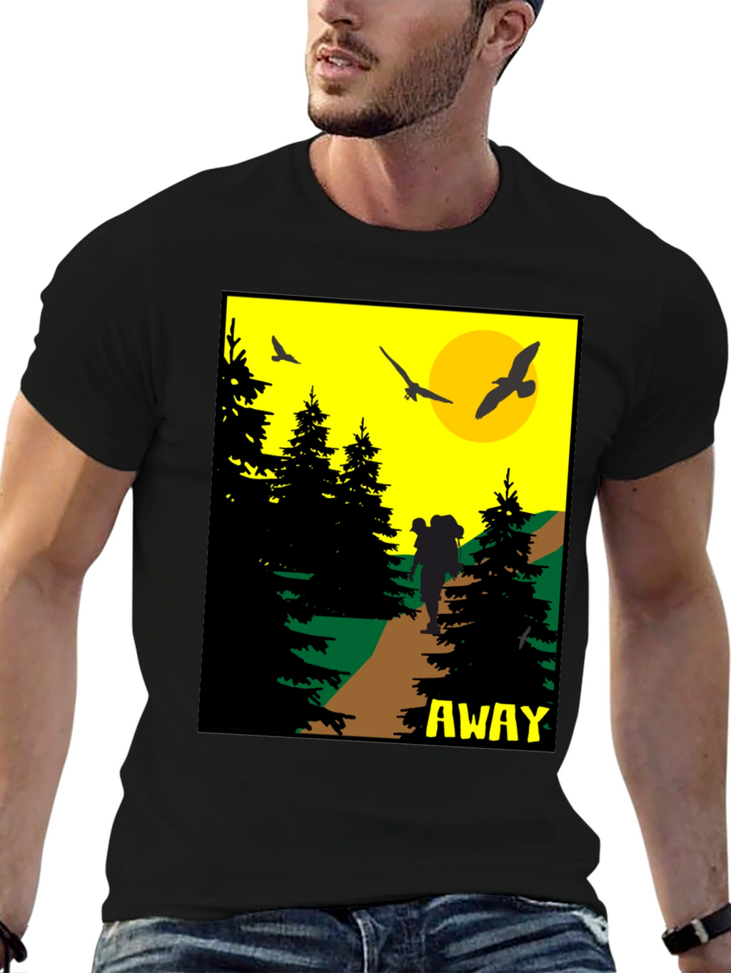 Adventure Awaits Graphic Tee - Hiker Design