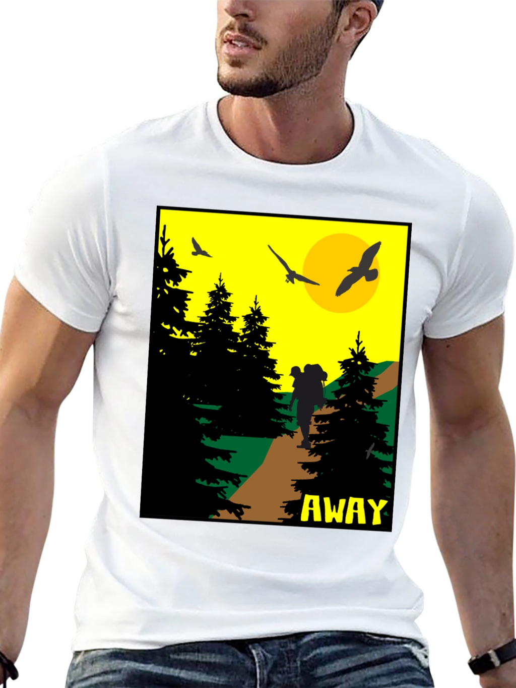 Adventure Awaits Graphic Tee - Hiker Design