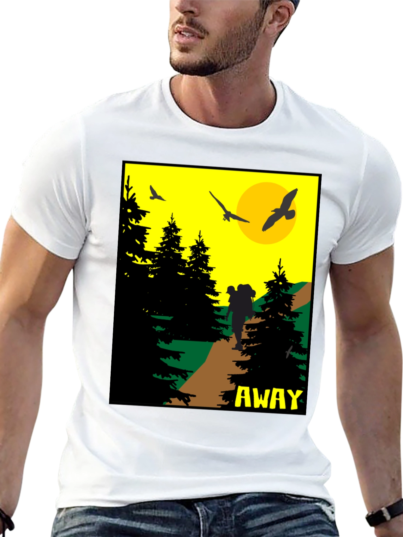 Adventure Awaits Graphic Tee - Hiker Design