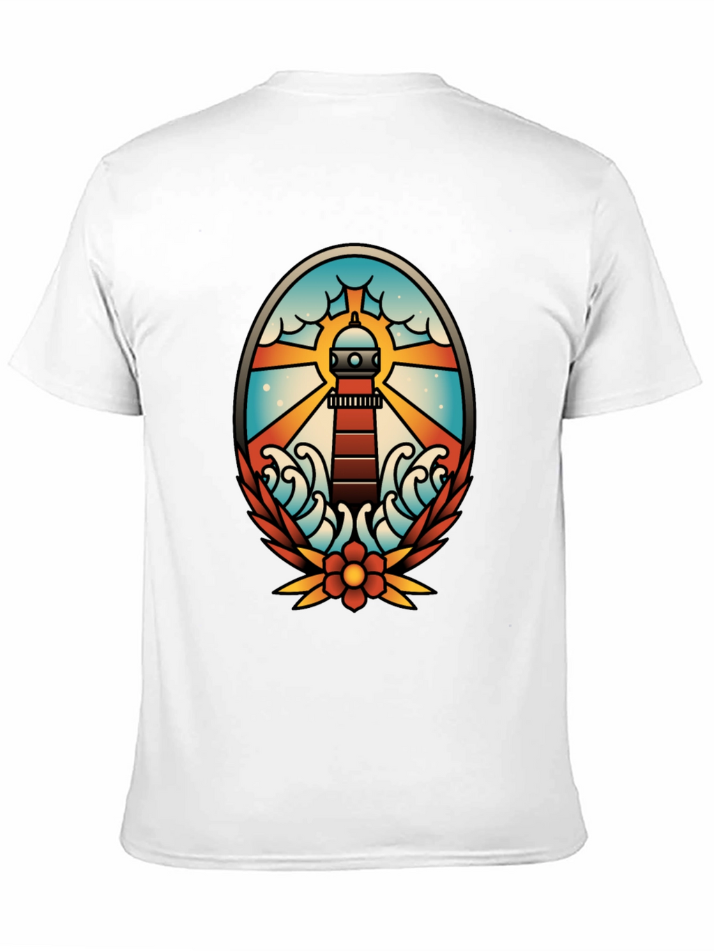 Lighthouse Tattoo Graphic T-Shirt - Black