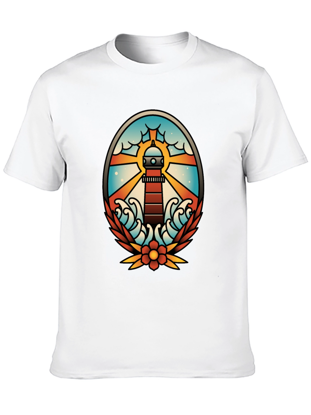 Lighthouse Tattoo Graphic T-Shirt - Black